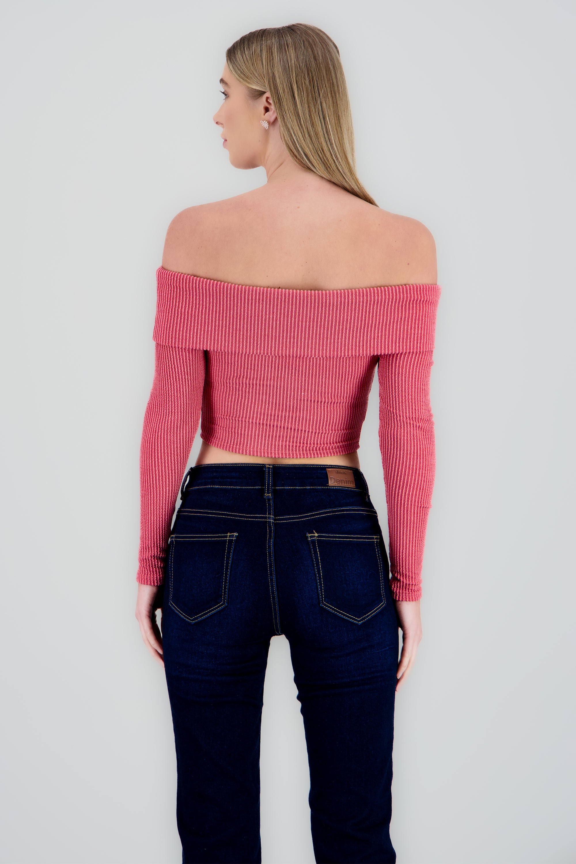 Top Sin Hombros Textura Rib MALVA