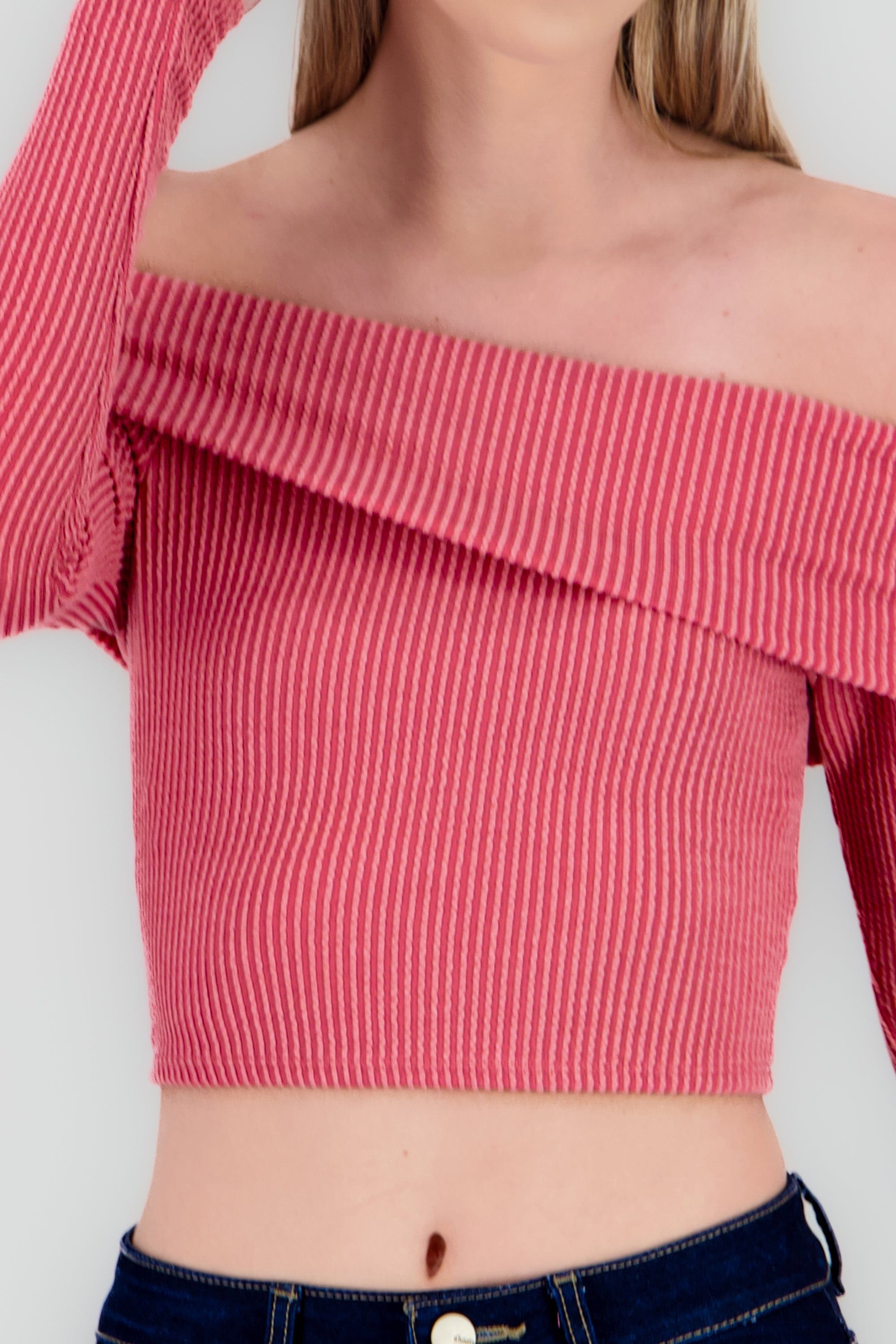 Top Sin Hombros Textura Rib MALVA