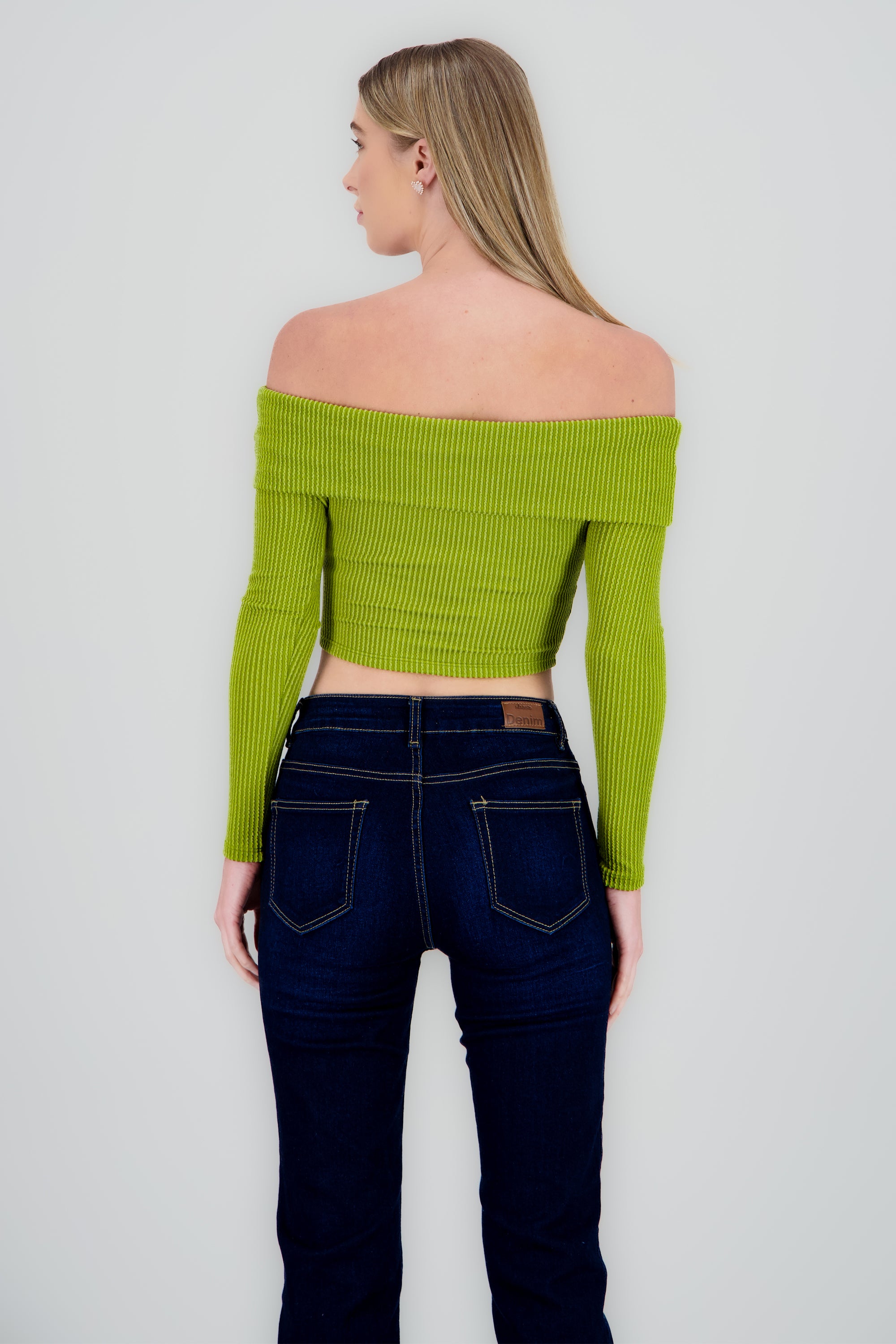 Top Sin Hombros Textura Rib VERDE LIMA