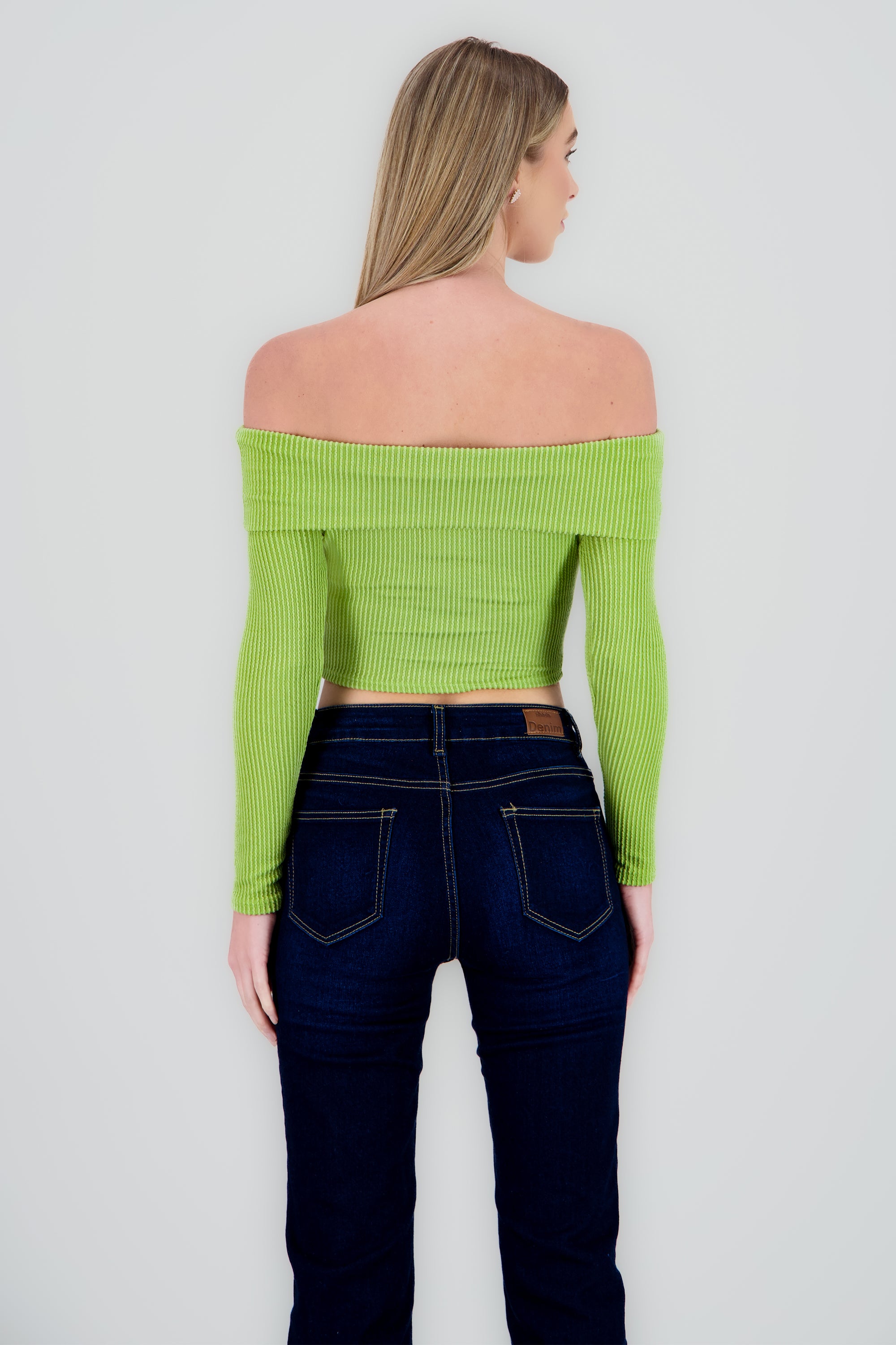 Top Sin Hombros Textura Rib SAGE