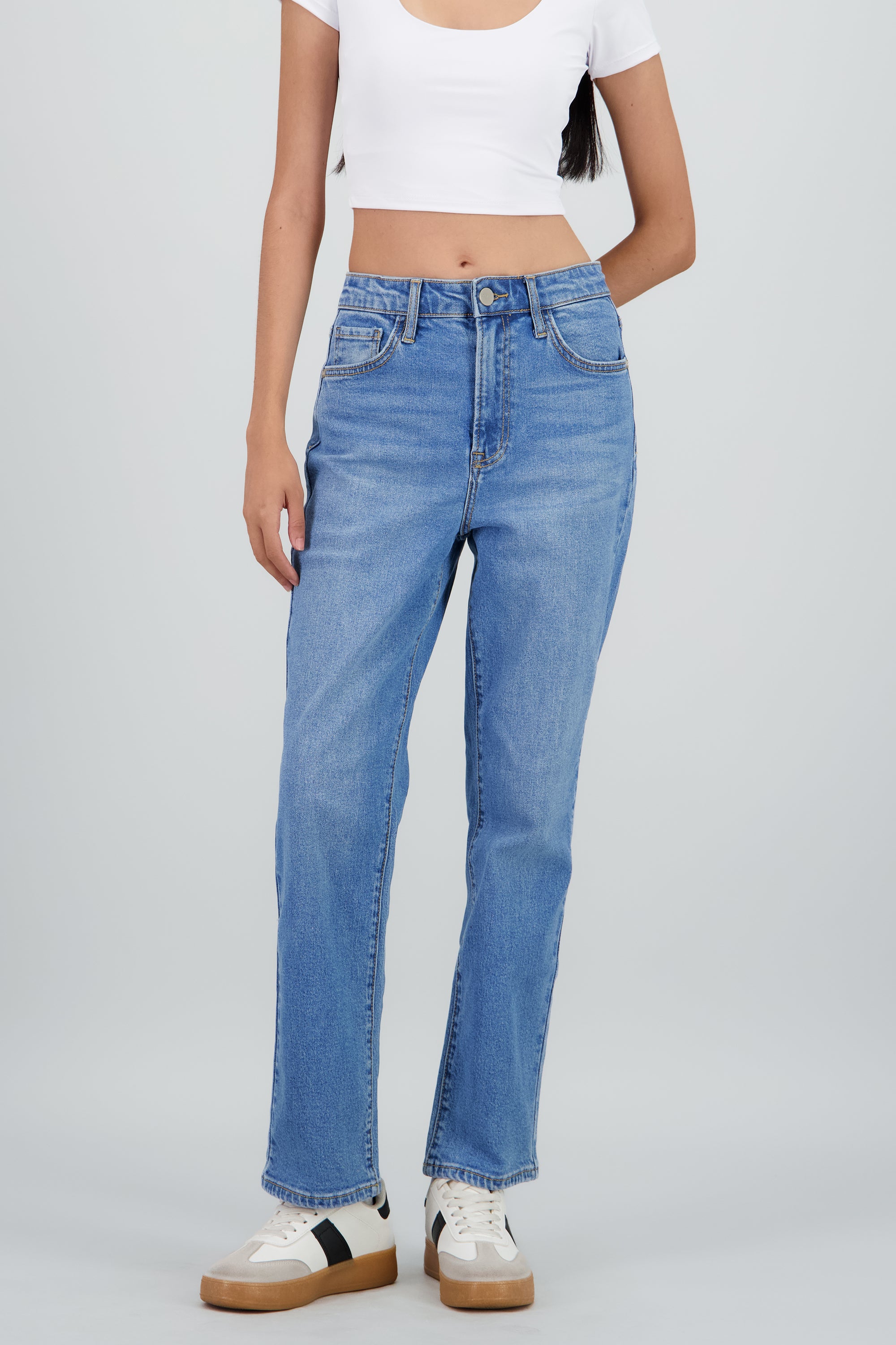 Jeans straight mid rise LIGHT WASH