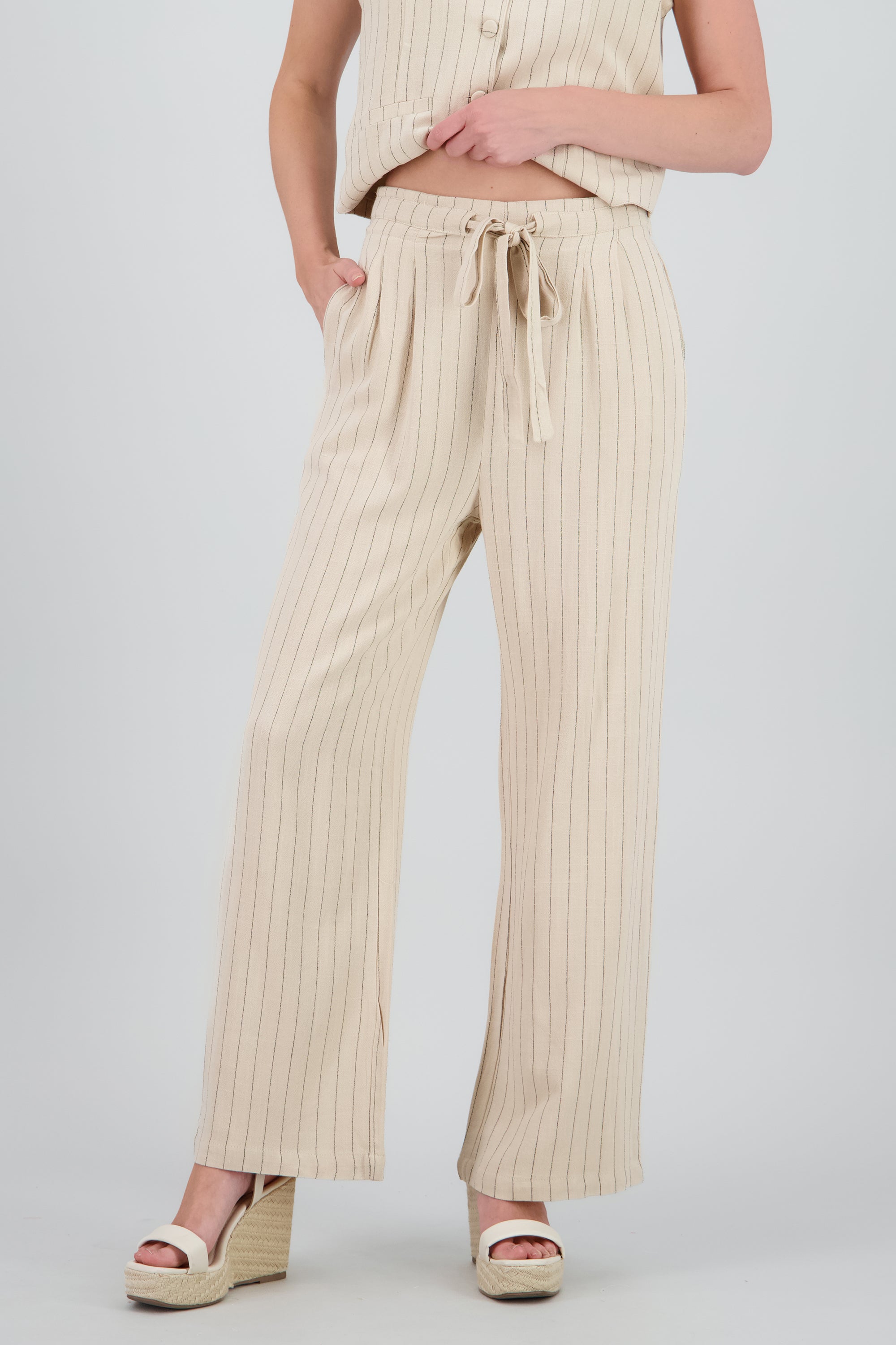 Pantalón Rayas Amplio BEIGE