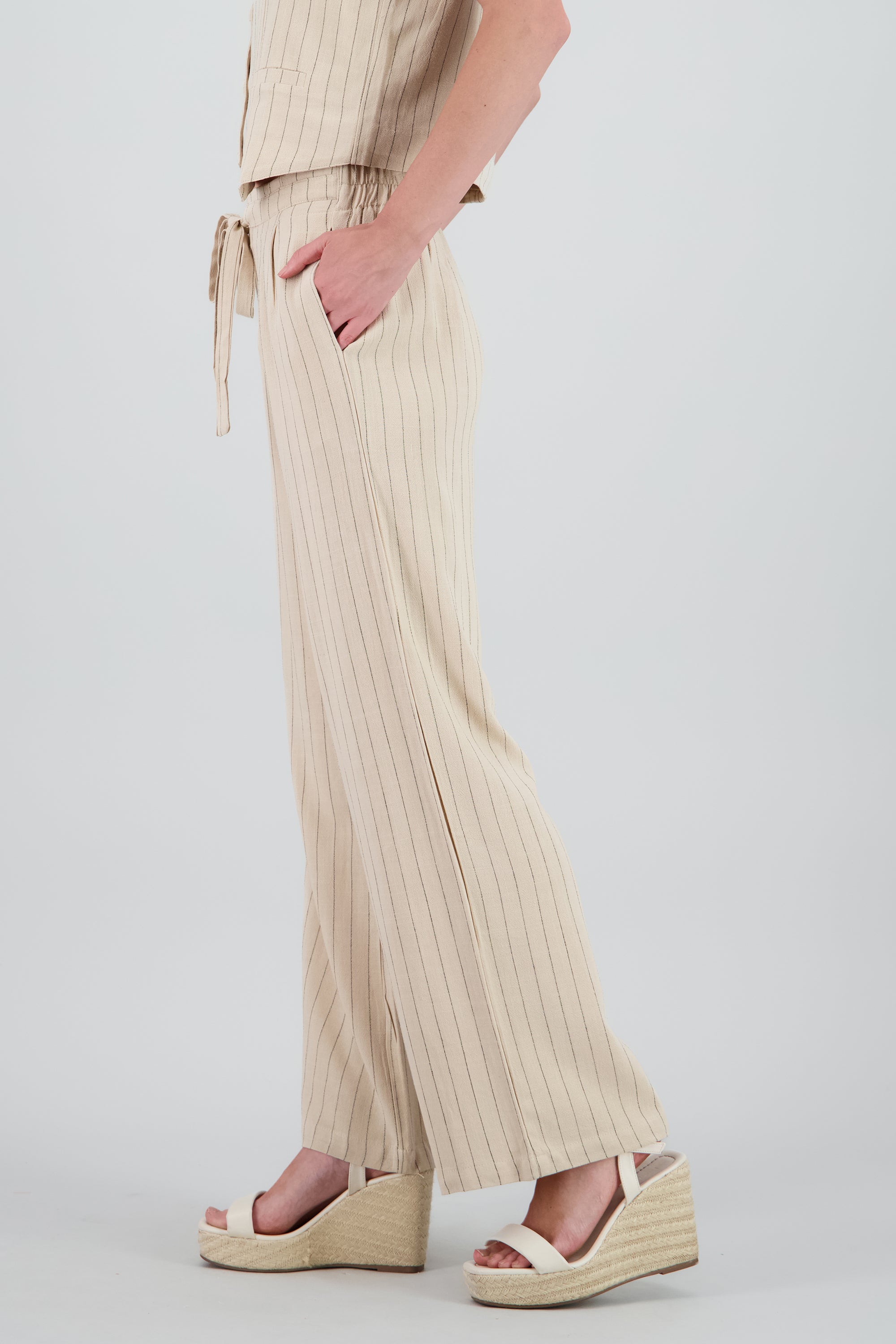 Pantalón Rayas Amplio BEIGE