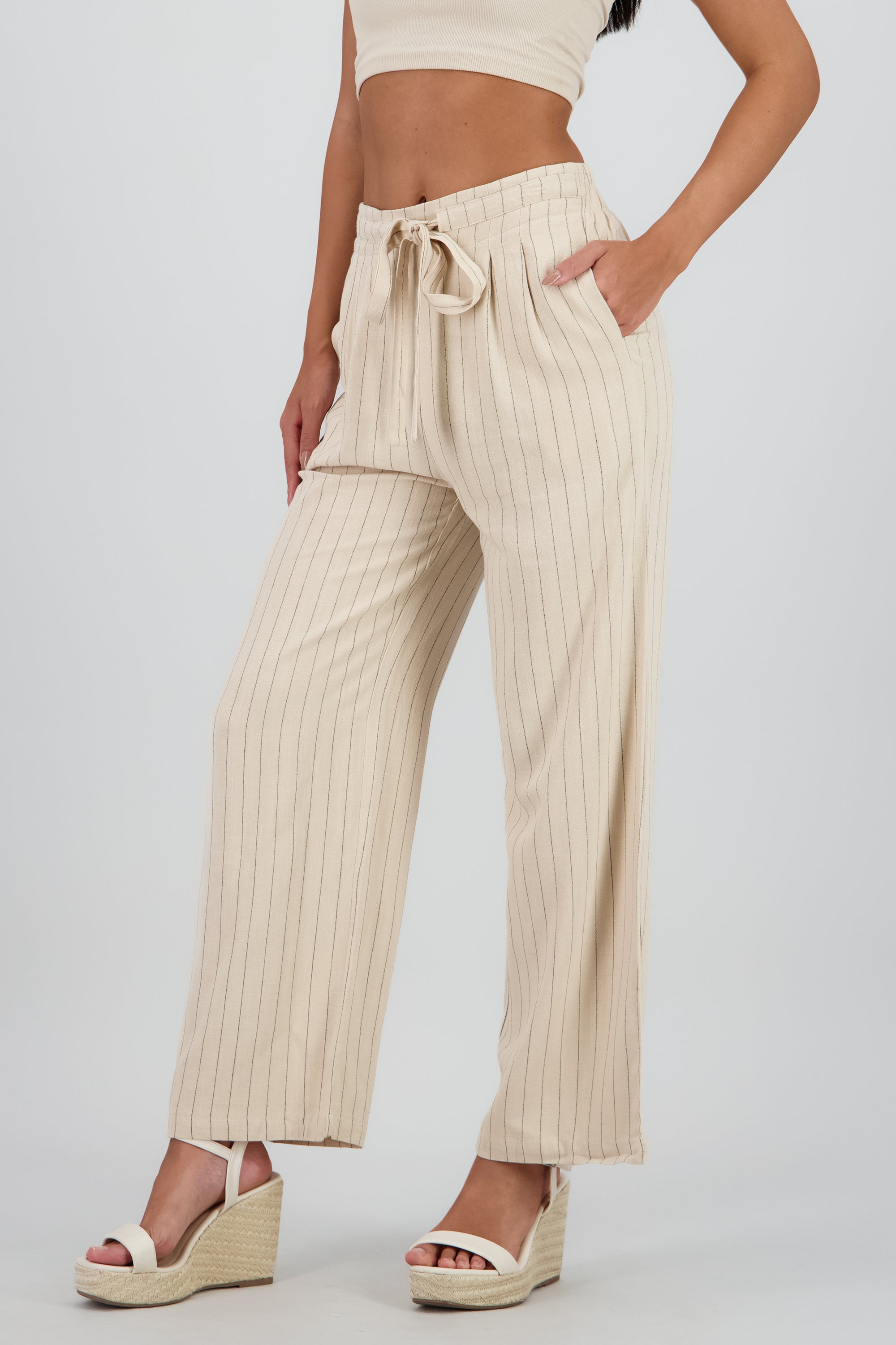 Pantalón Rayas Amplio KHAKI