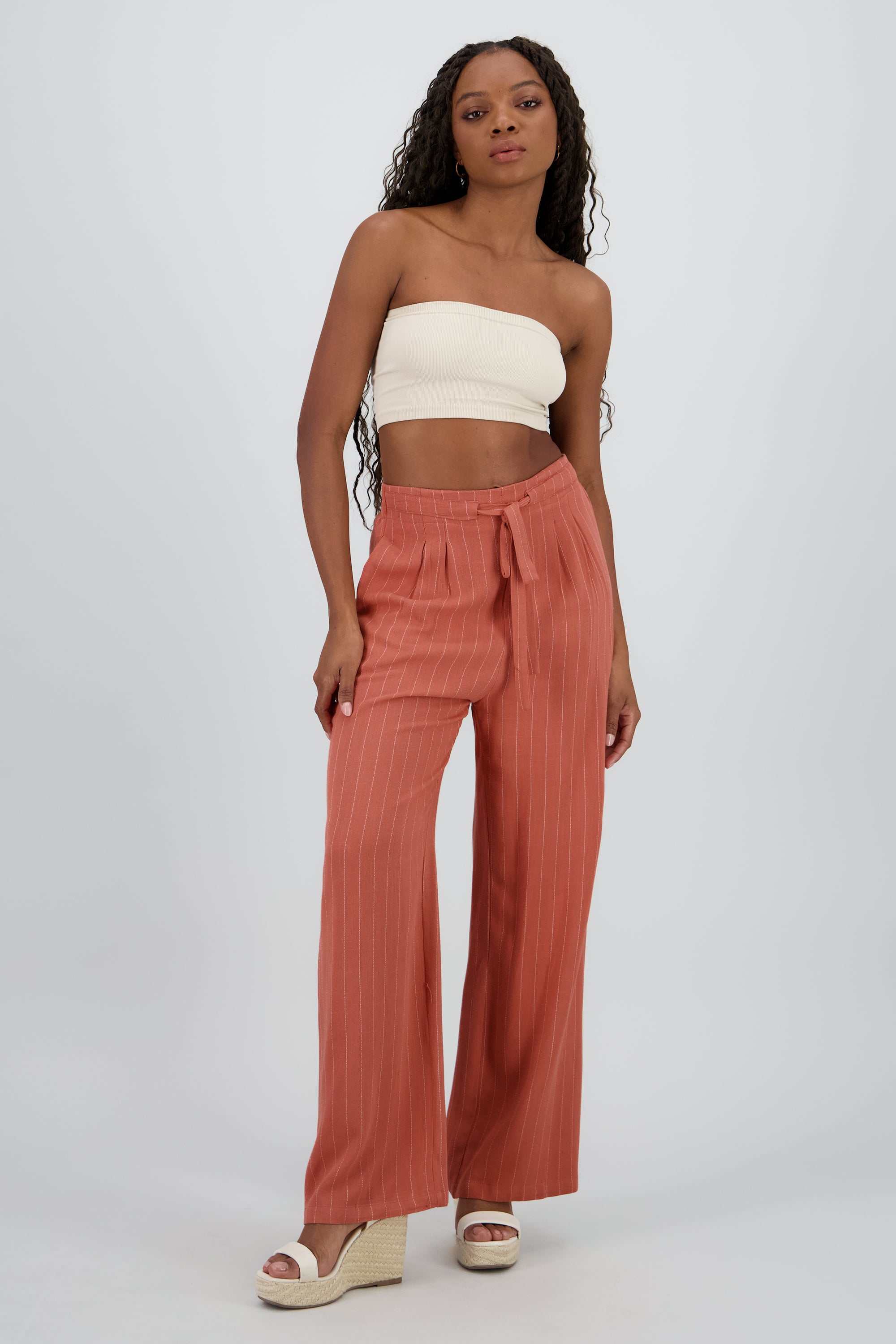 Pantalón Rayas Amplio LADRILLO