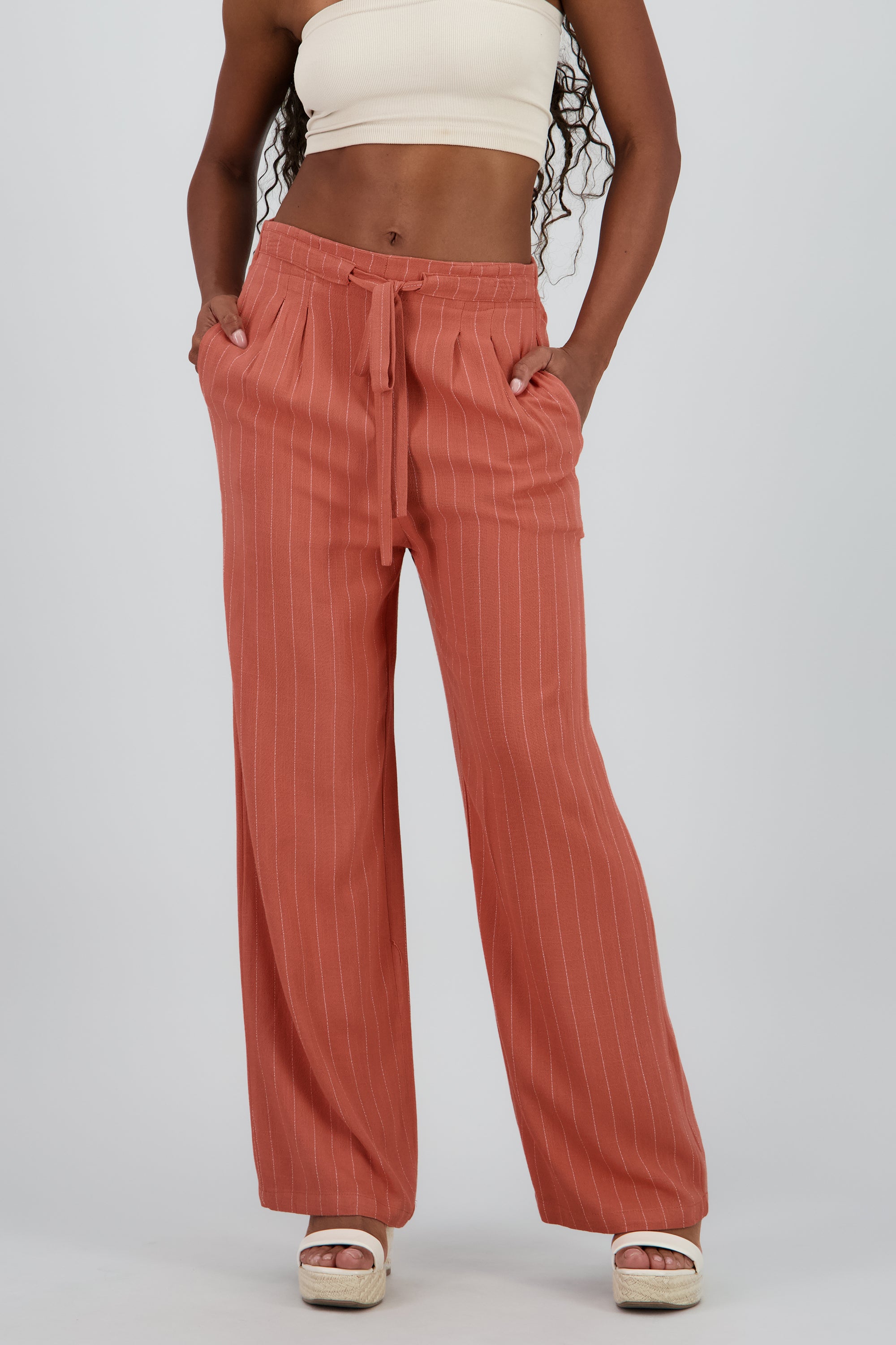 Pantalón Rayas Amplio LADRILLO