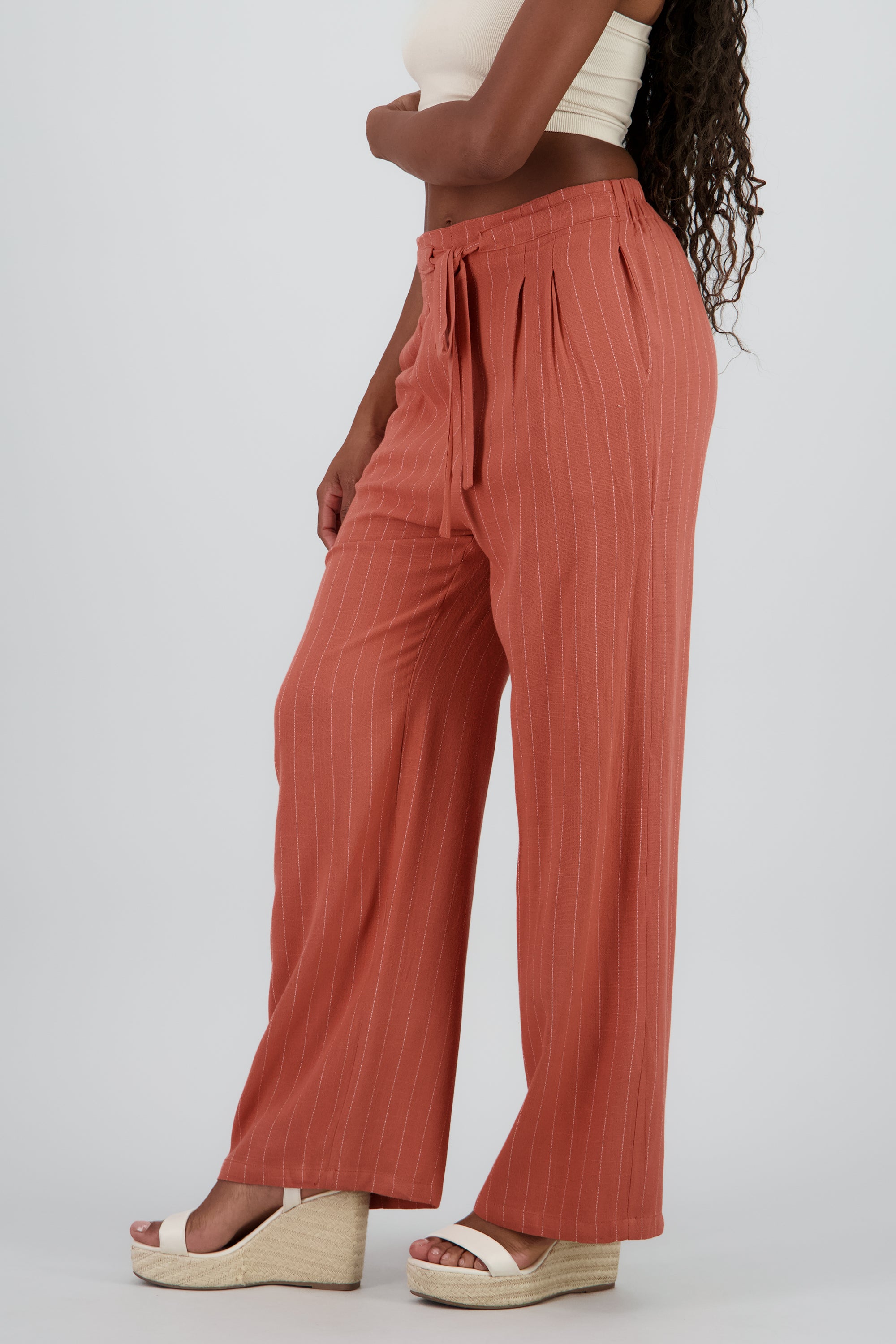 Pantalón Rayas Amplio LADRILLO