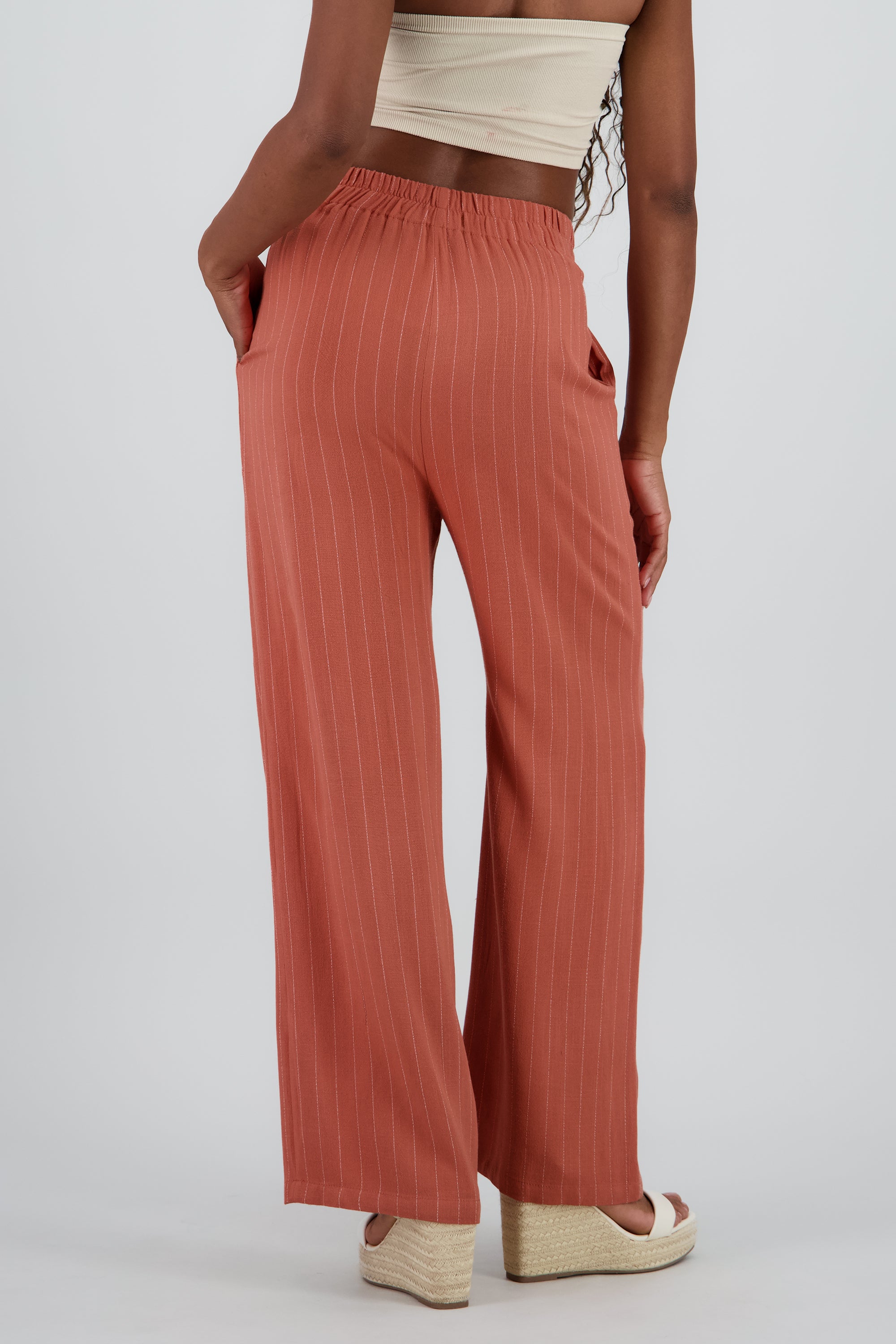 Pantalón Rayas Amplio LADRILLO