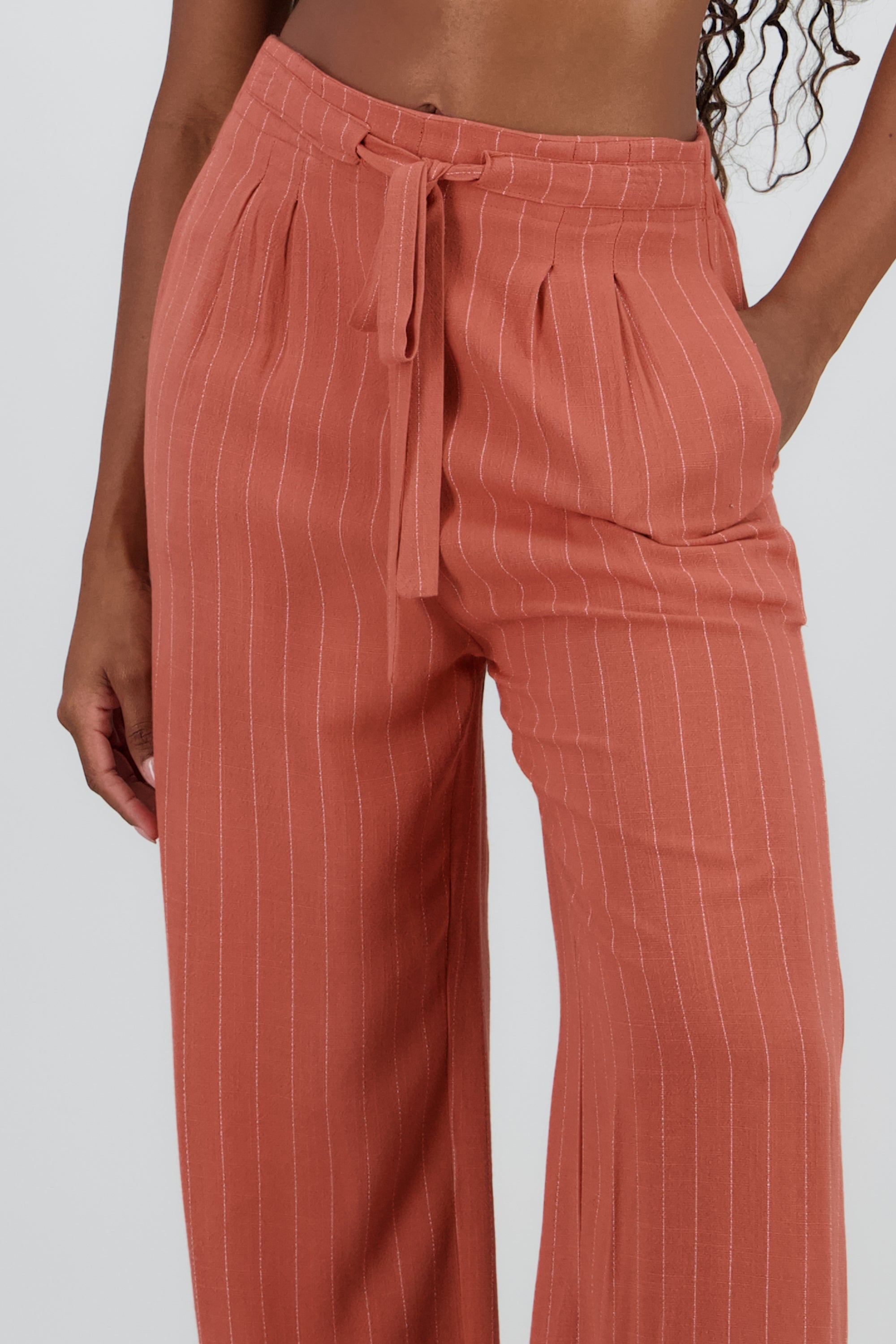Pantalón Rayas Amplio LADRILLO
