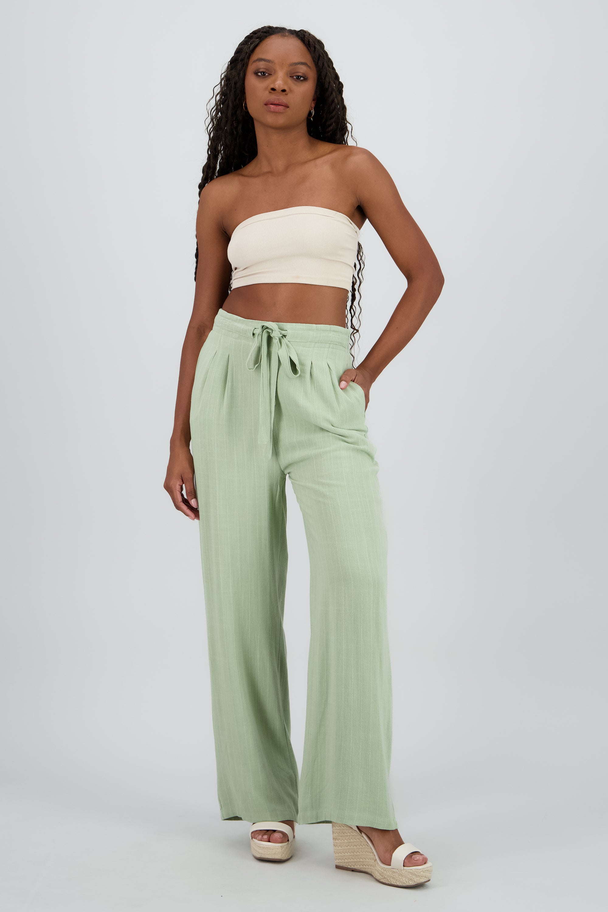 Pantalón Rayas Amplio OLIVO