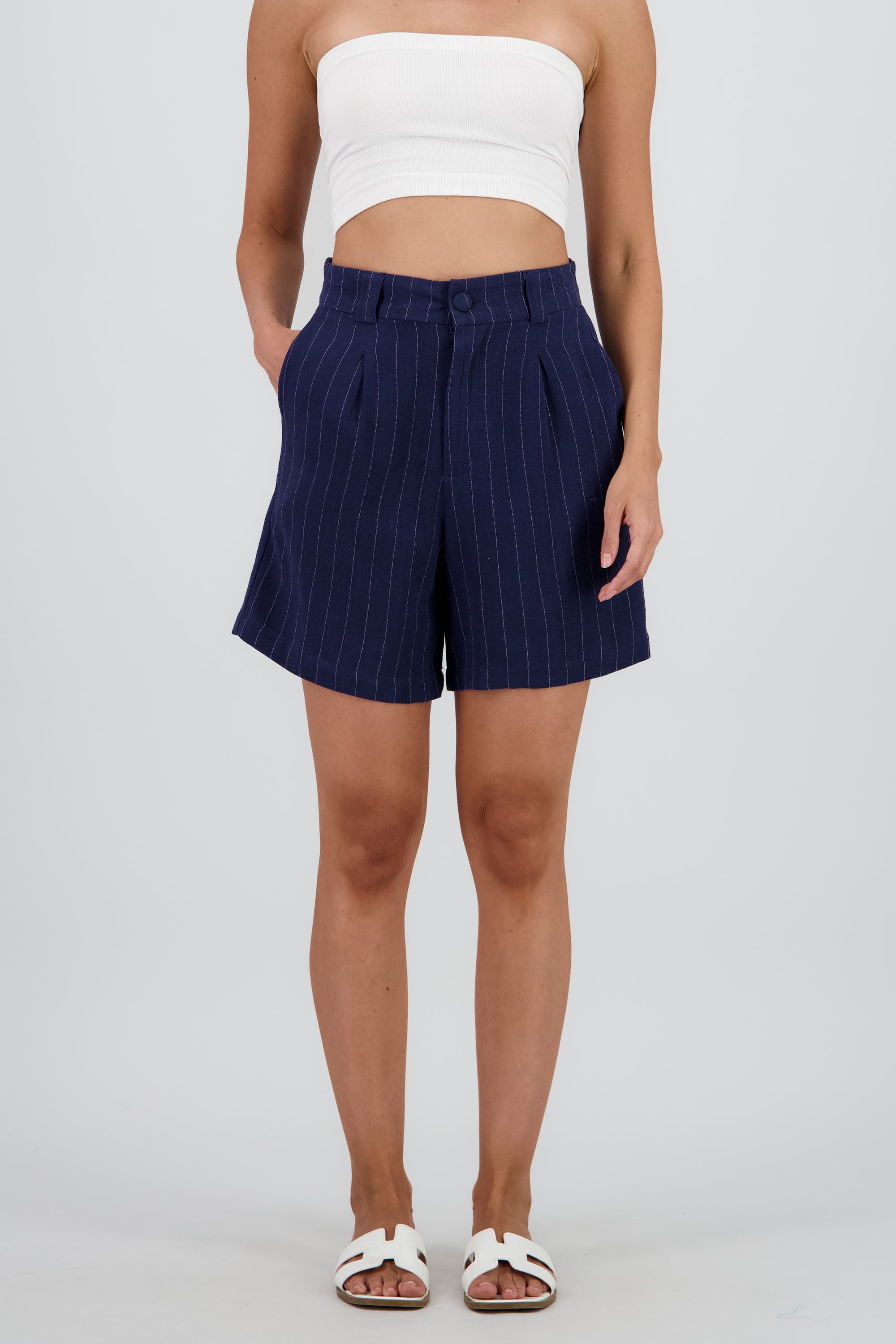 SHORTS AMPLIOS RAYAS MARINO