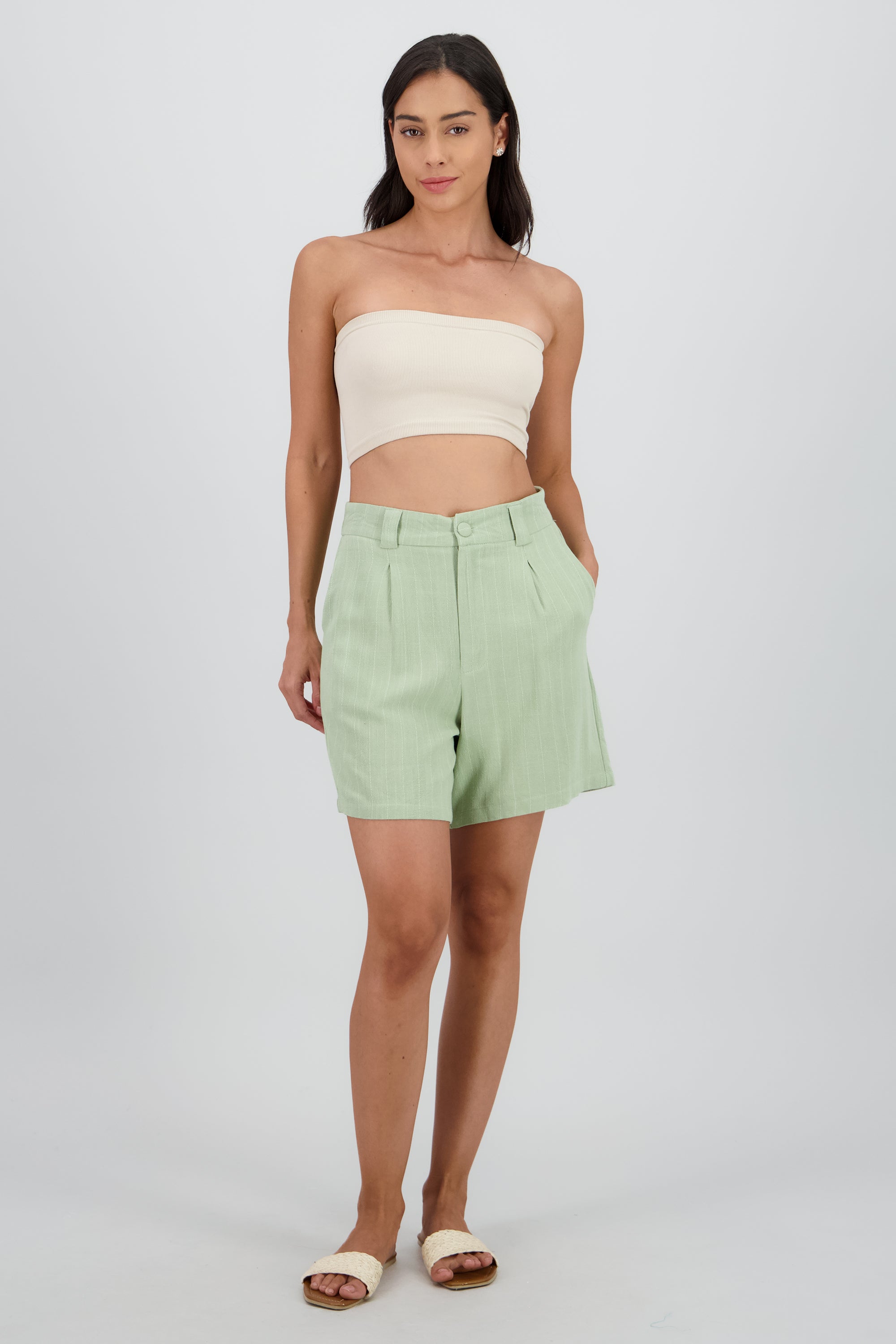 SHORTS AMPLIOS RAYAS OLIVO