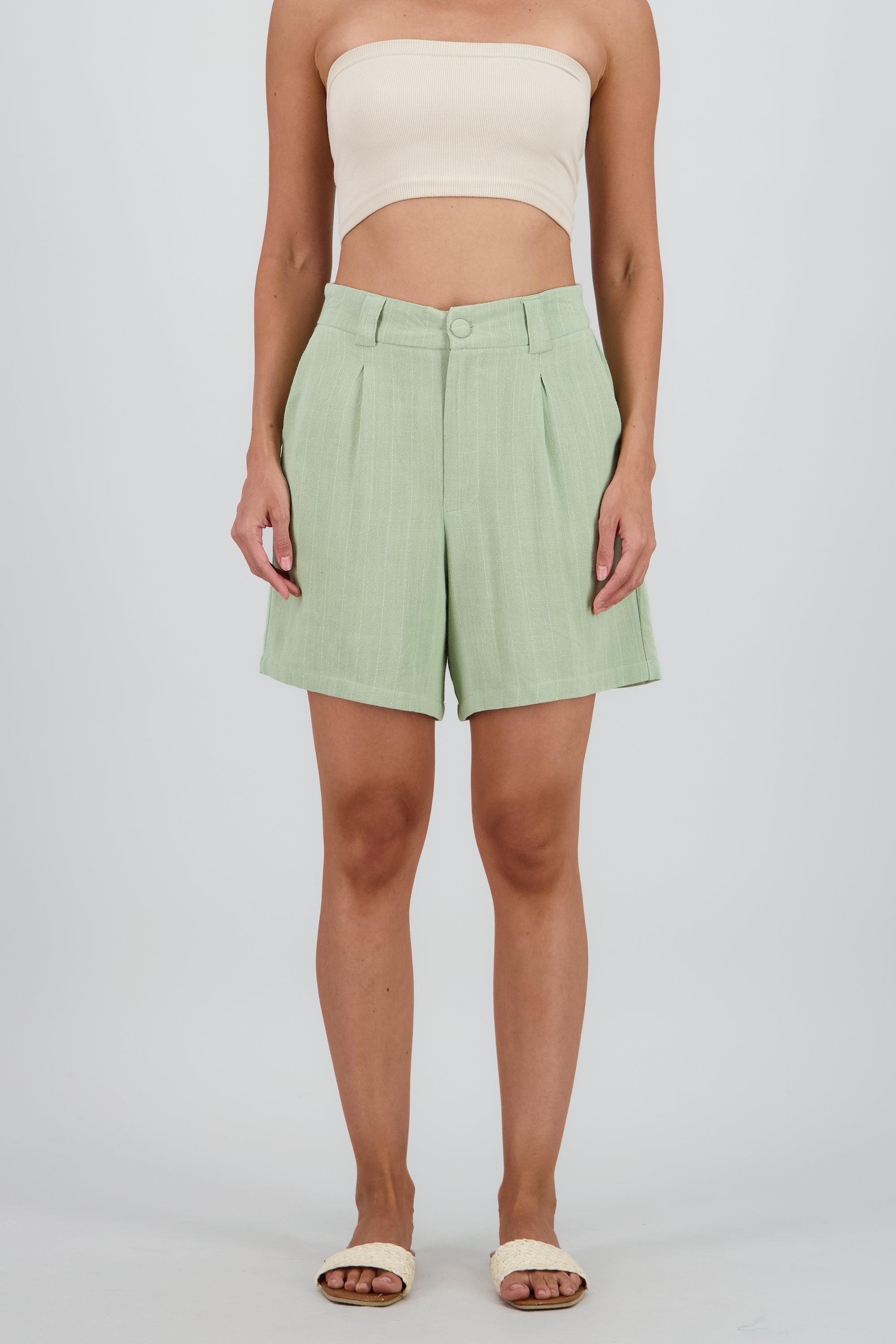 SHORTS AMPLIOS RAYAS OLIVO