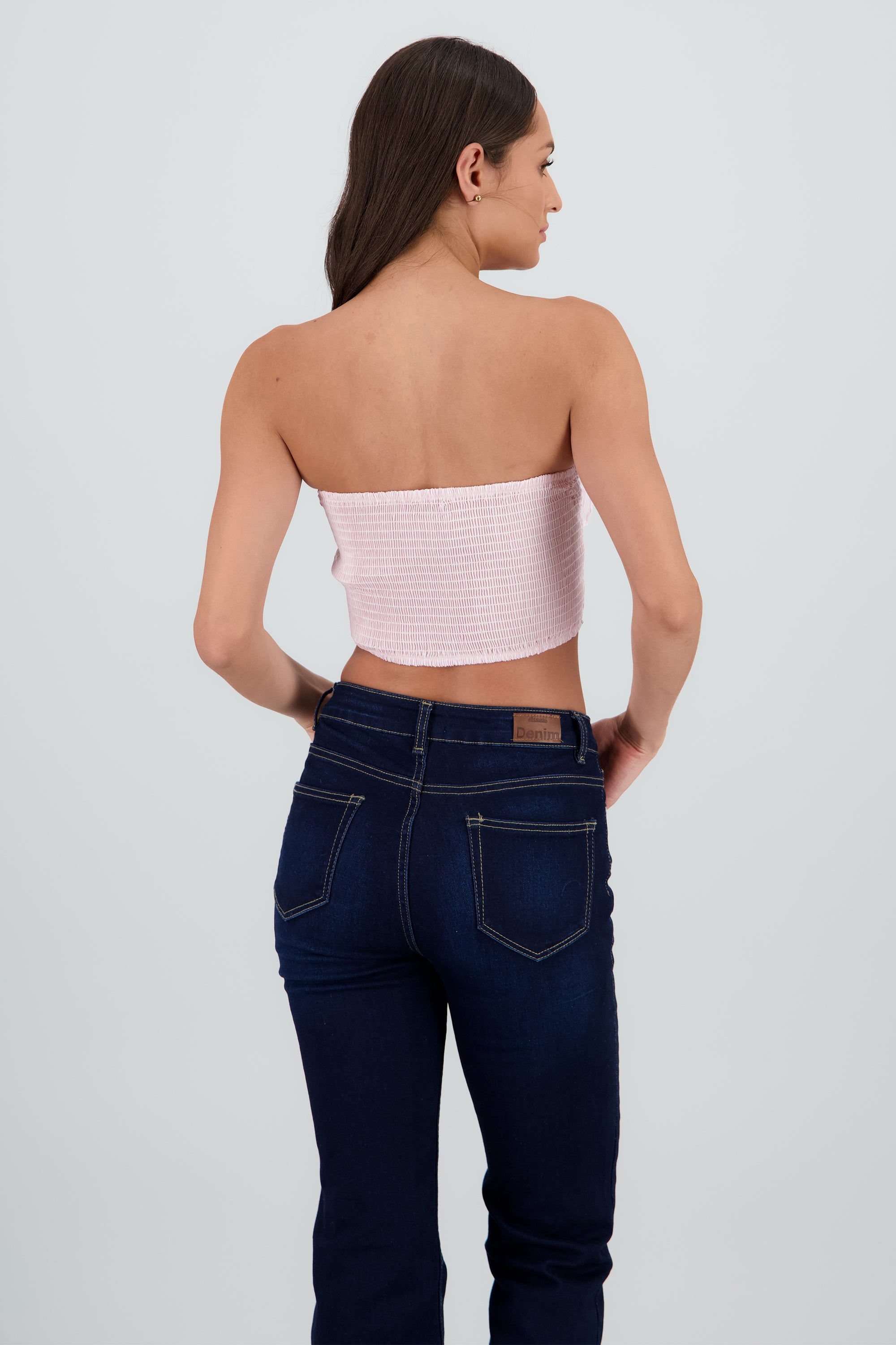 Top crop detalle frunces moño ROSA COMBO