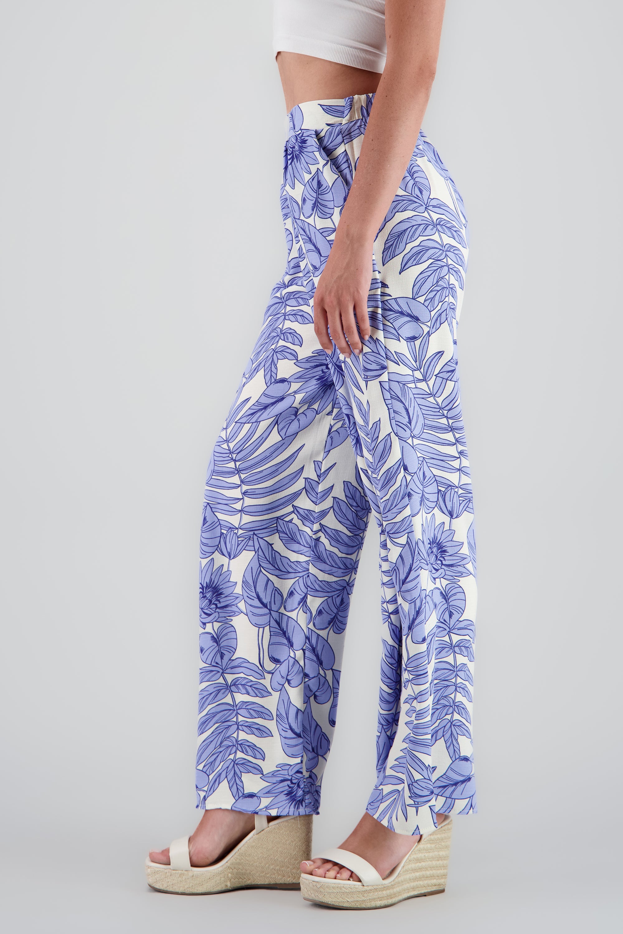 Pantalon amplio fluido estampado AZUL COMBO