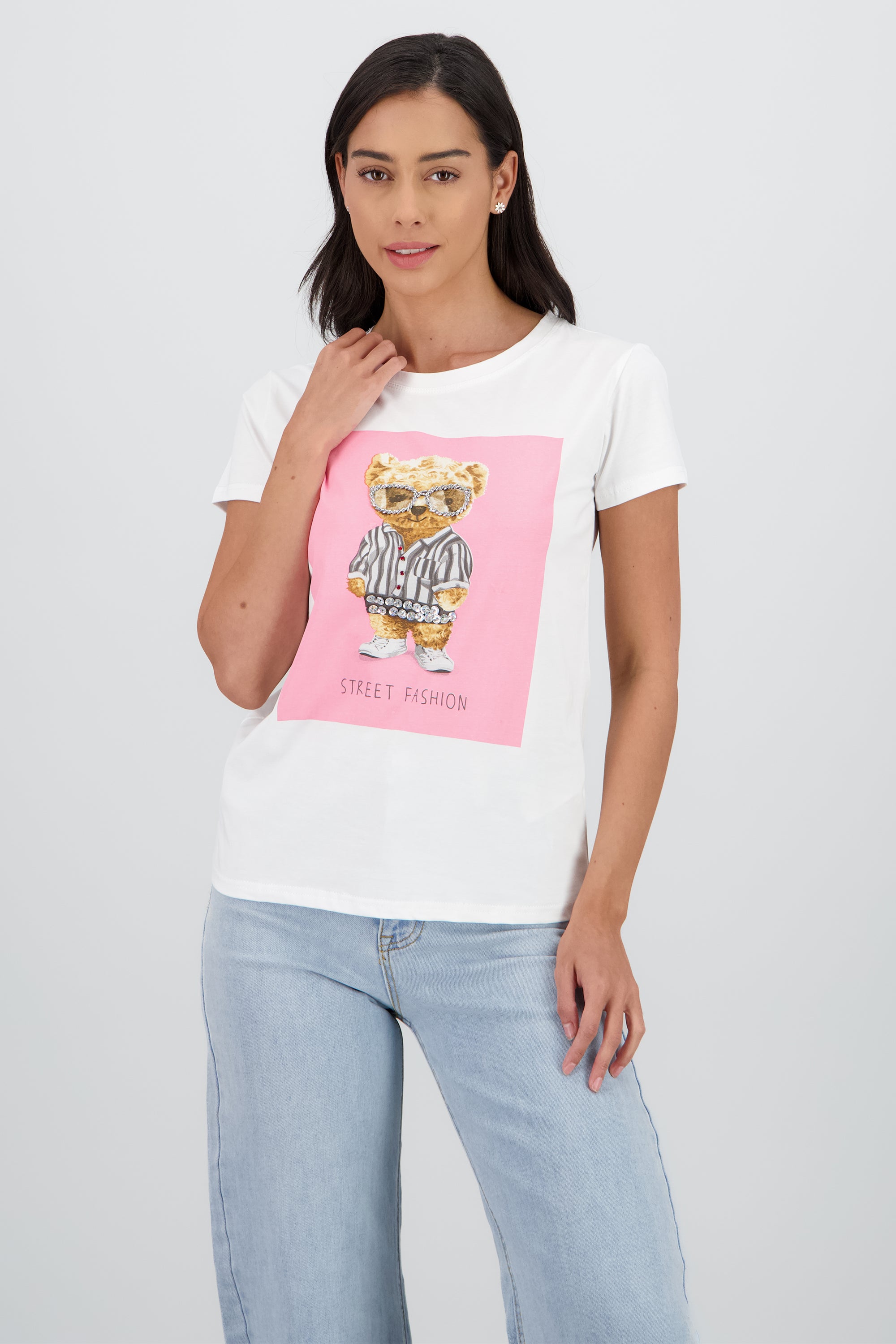T-shirt oso detalle aplicacion BLANCO