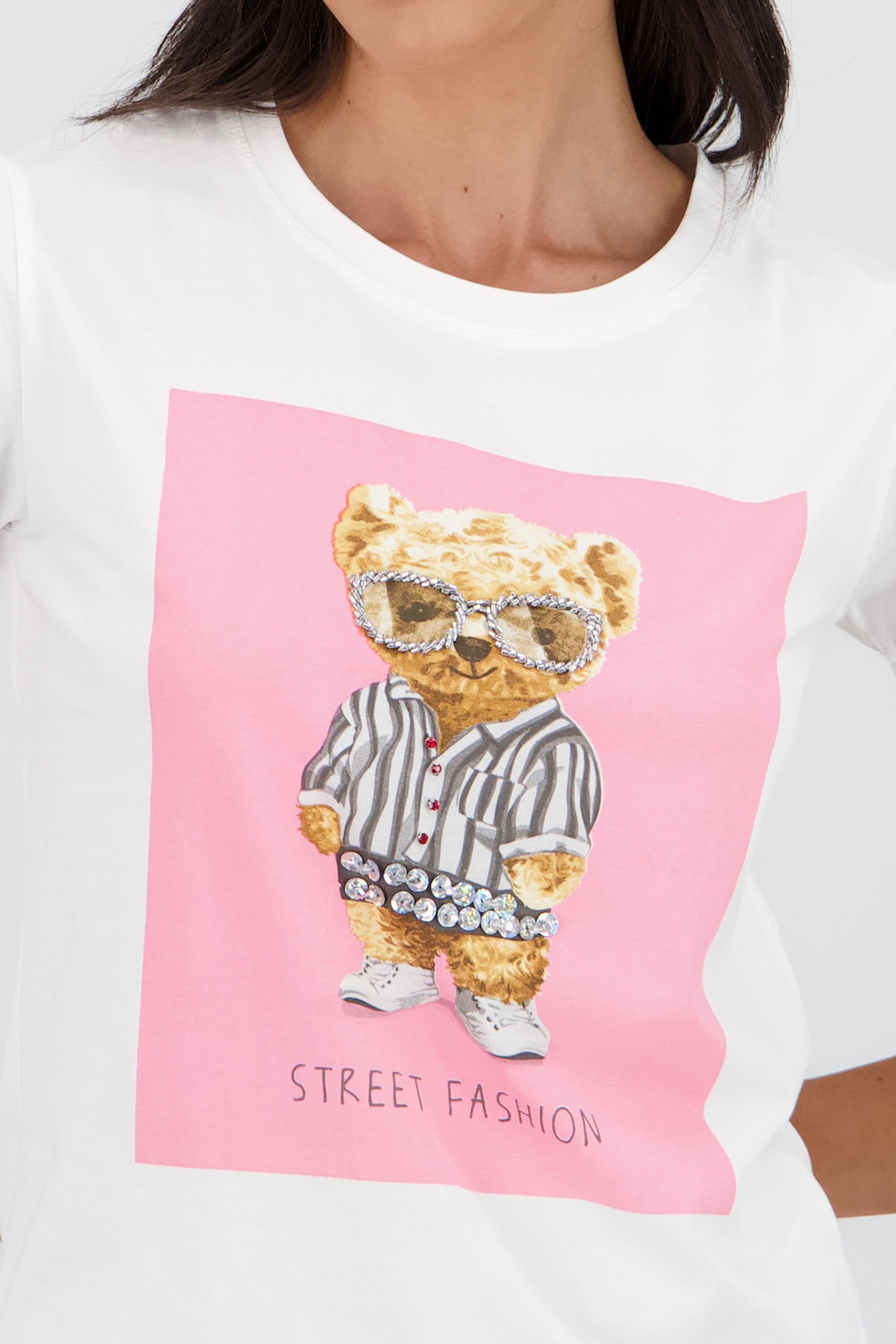 T-shirt oso detalle aplicacion BLANCO