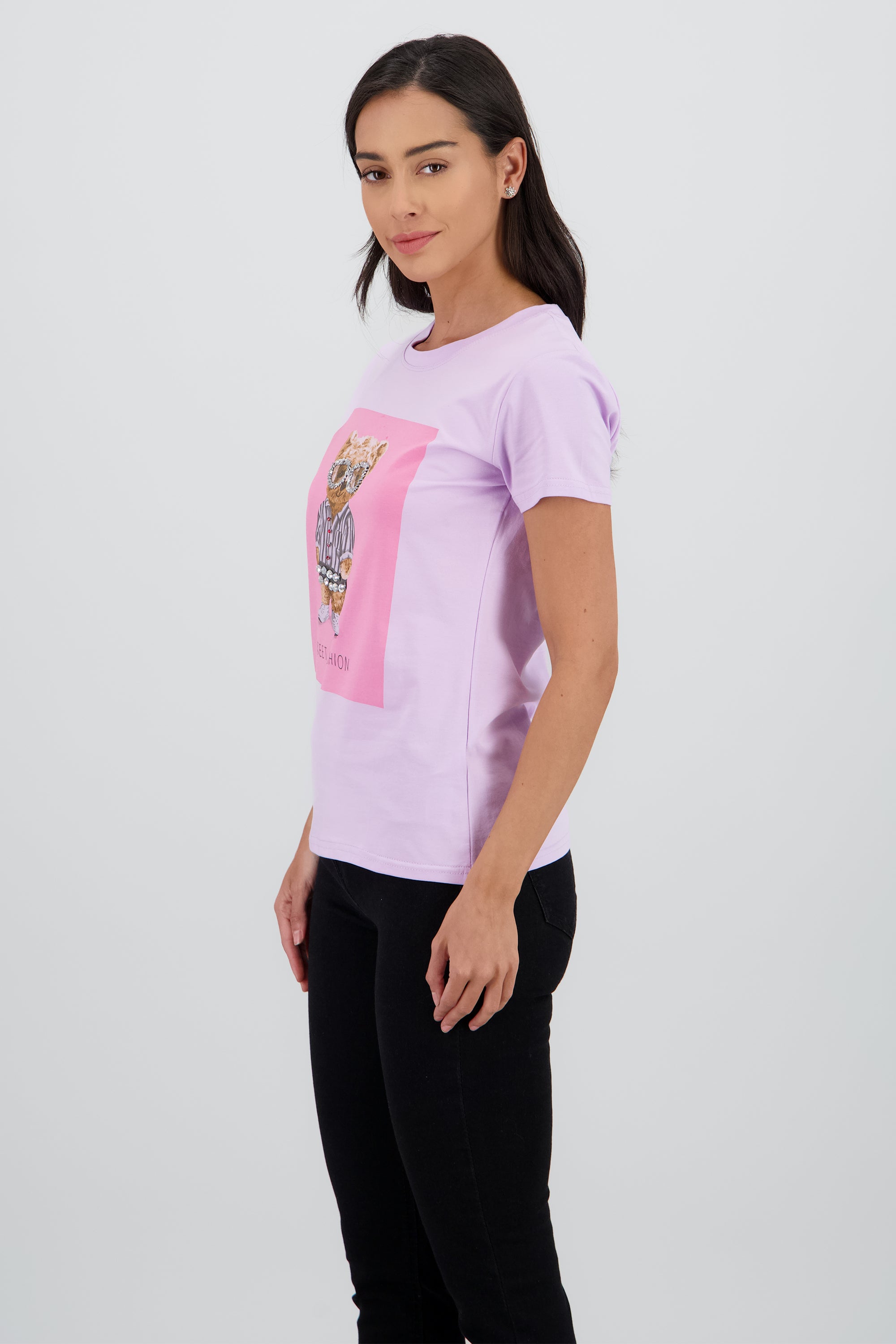 T-shirt oso detalle aplicacion MORADO