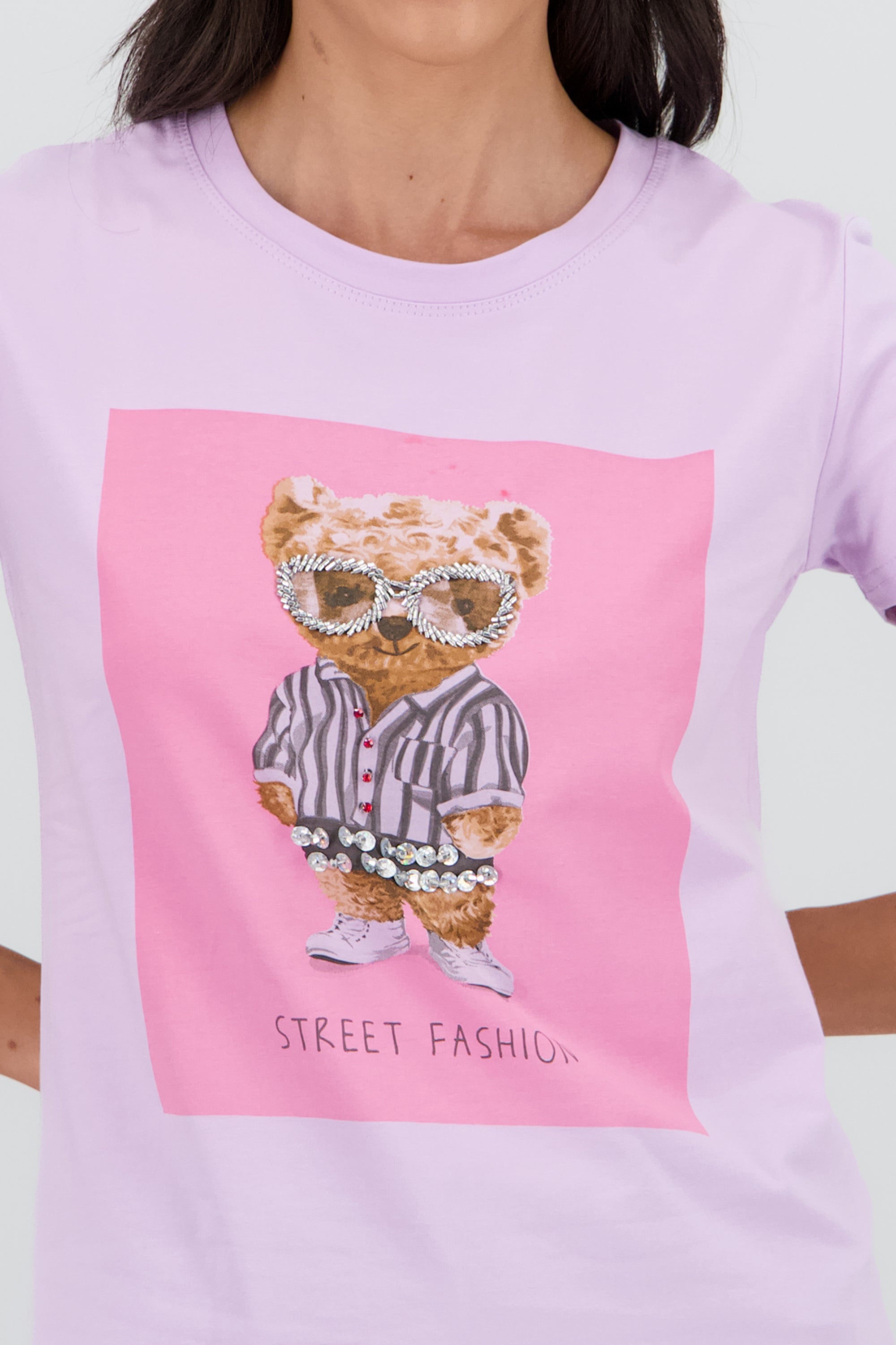 T-shirt oso detalle aplicacion MORADO