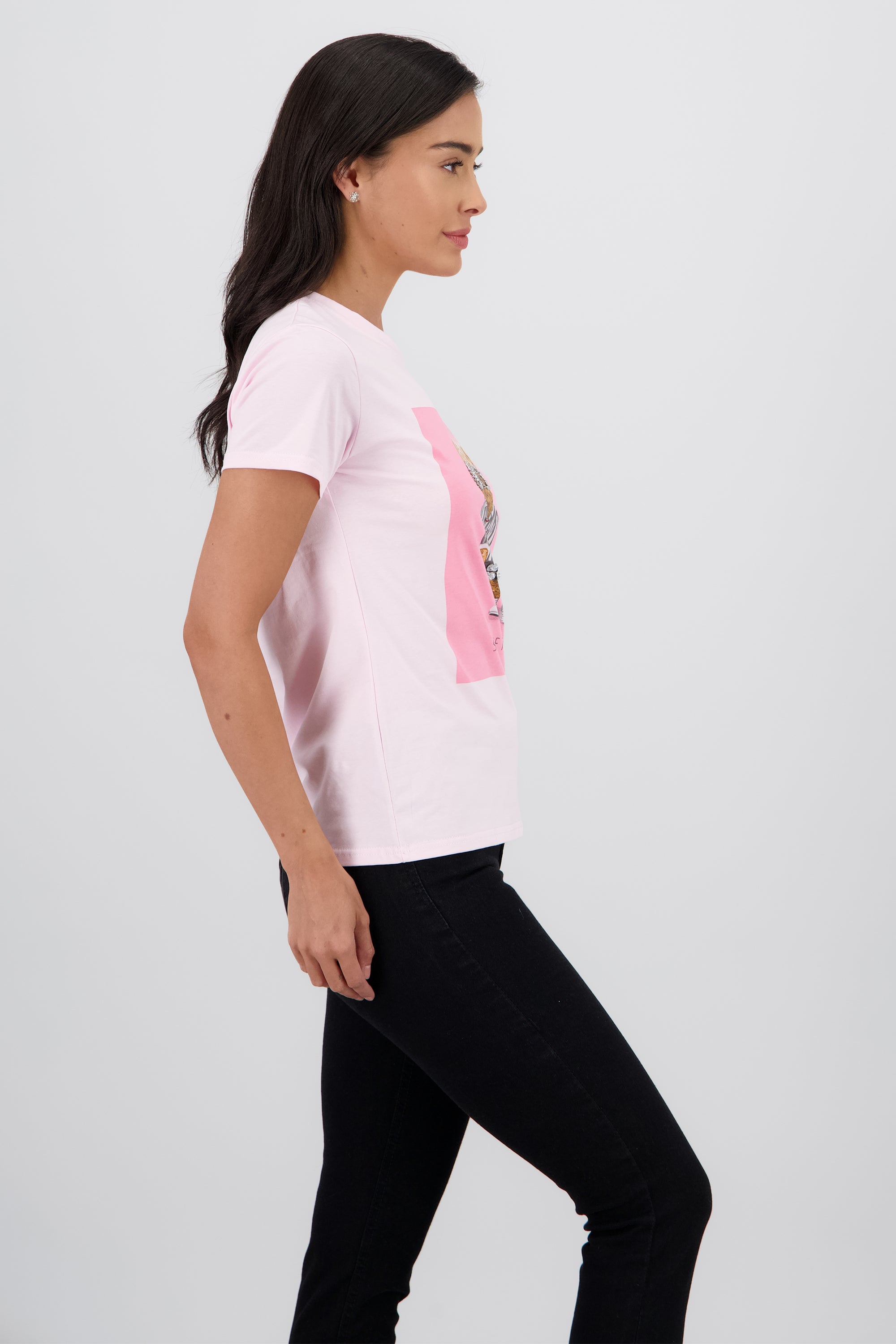 T-shirt oso detalle aplicacion ROSA