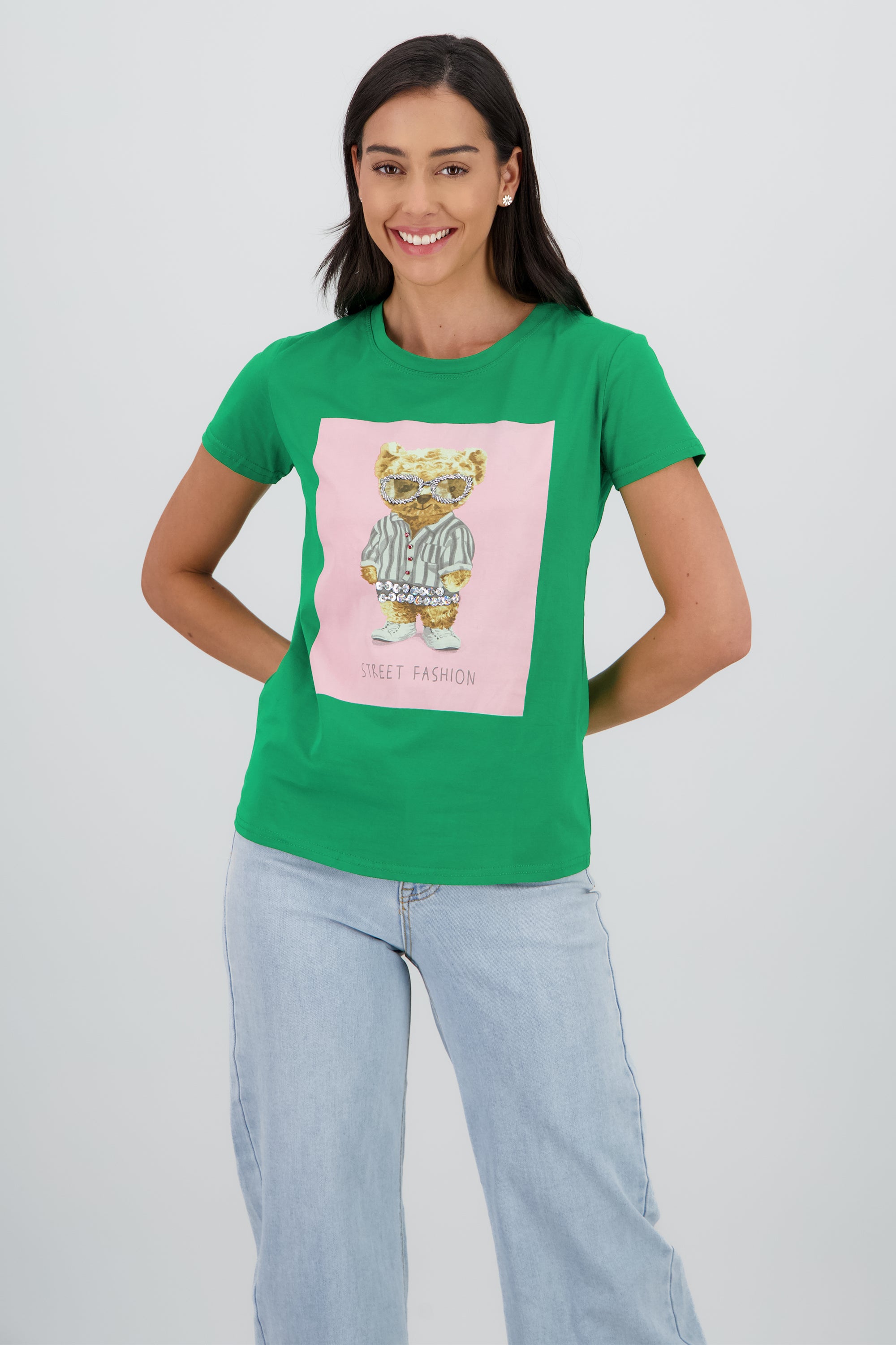 T-shirt oso detalle aplicacion VERDE