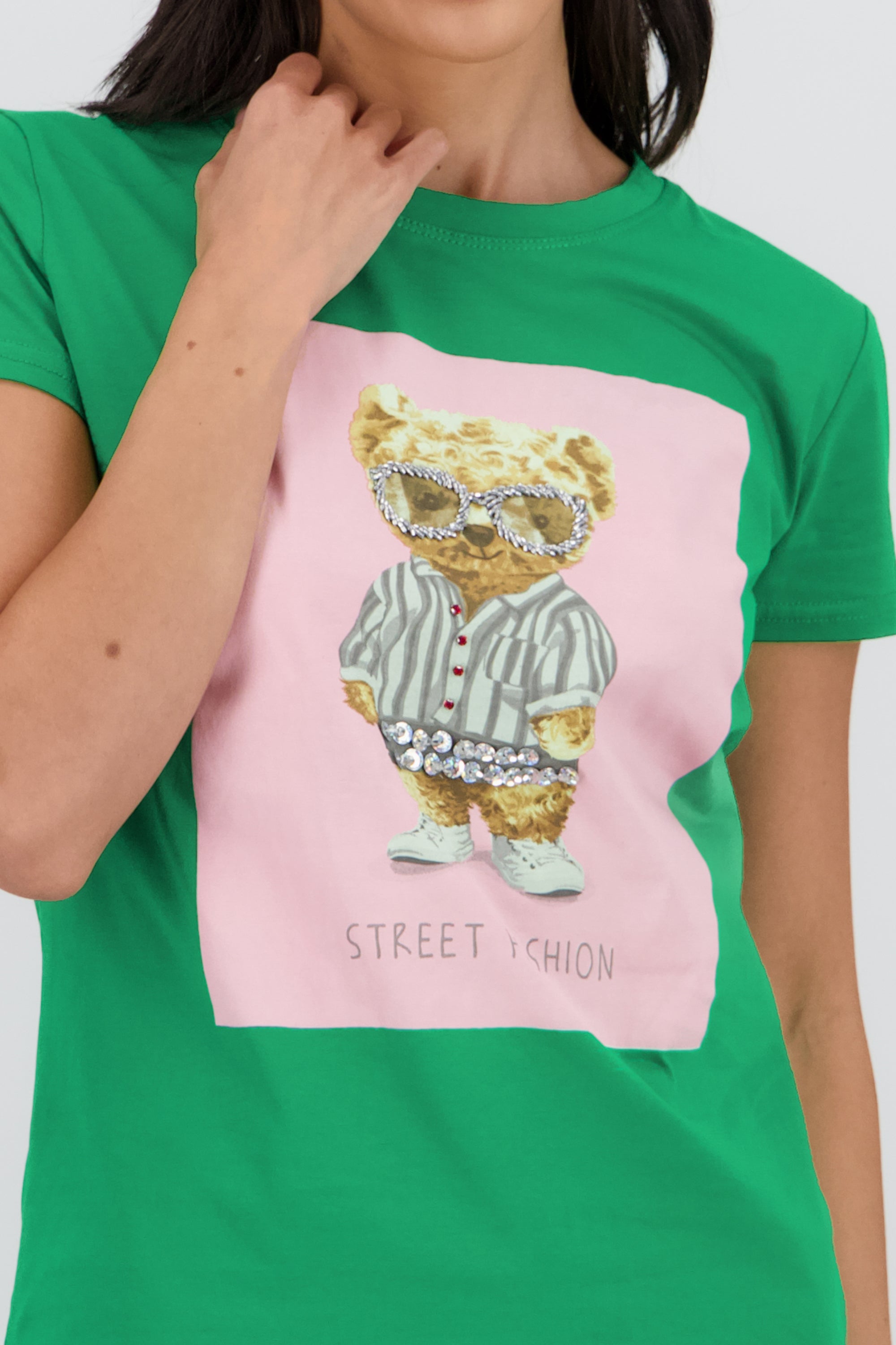T-shirt oso detalle aplicacion VERDE