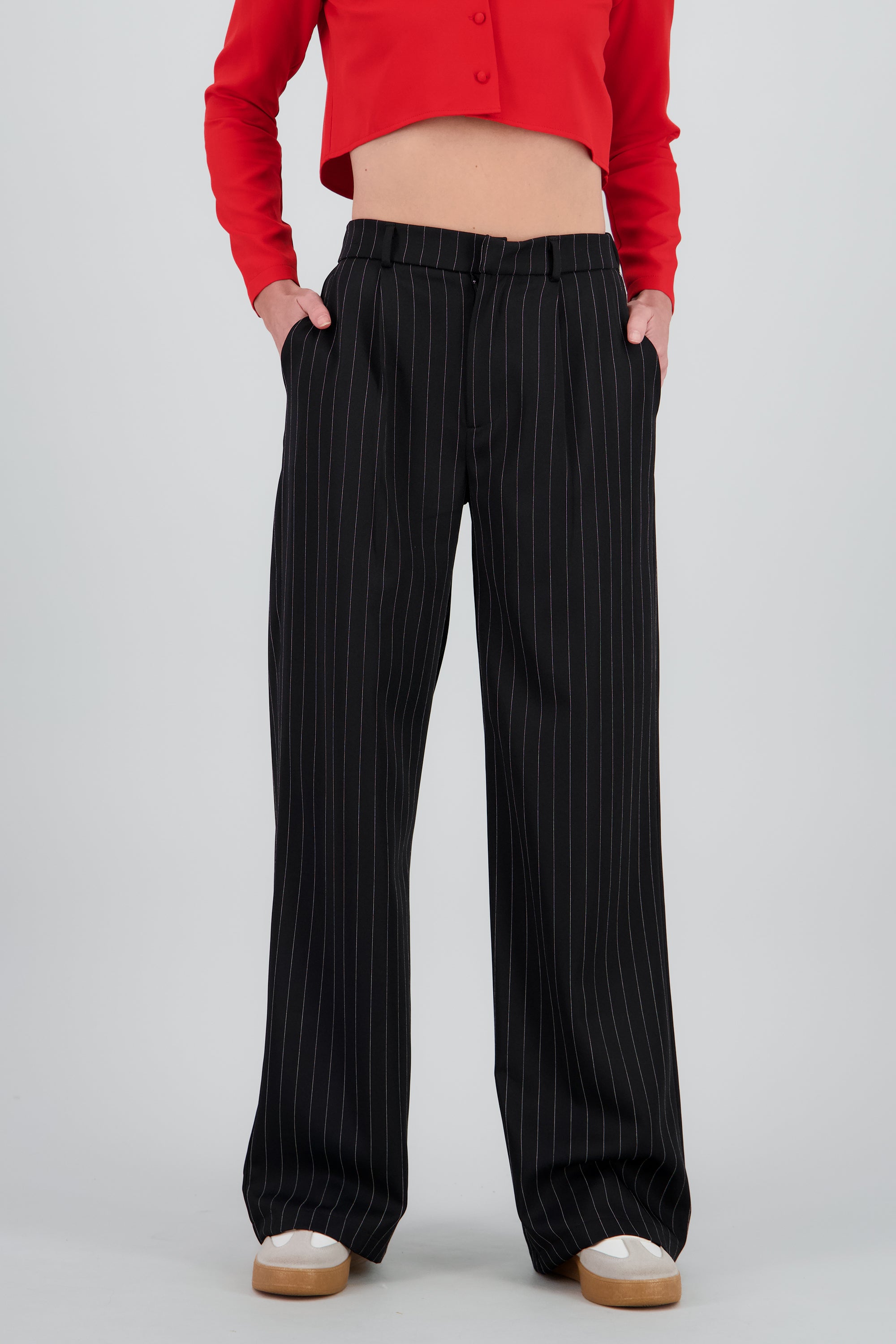 Pantalon sastreado recto rayas NEGRO COMBO