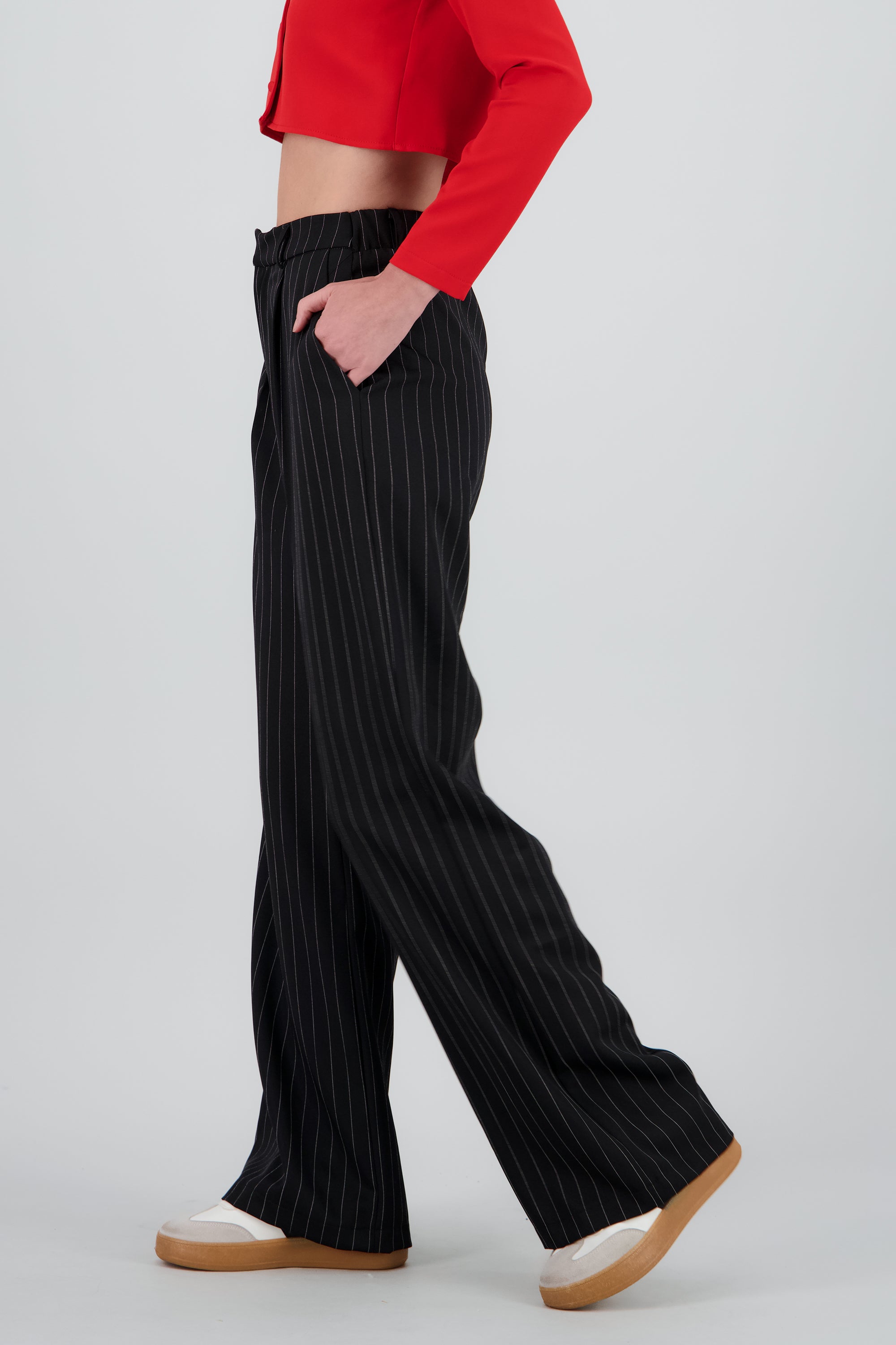Pantalon sastreado recto rayas NEGRO COMBO