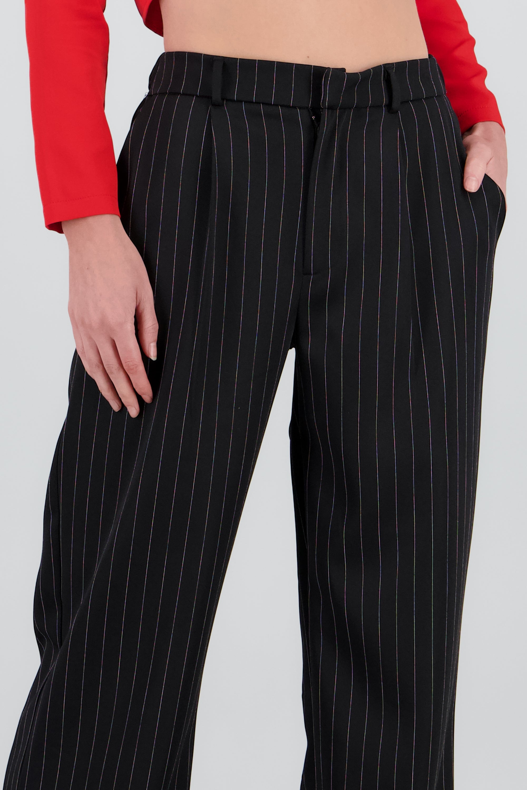 Pantalon sastreado recto rayas NEGRO COMBO