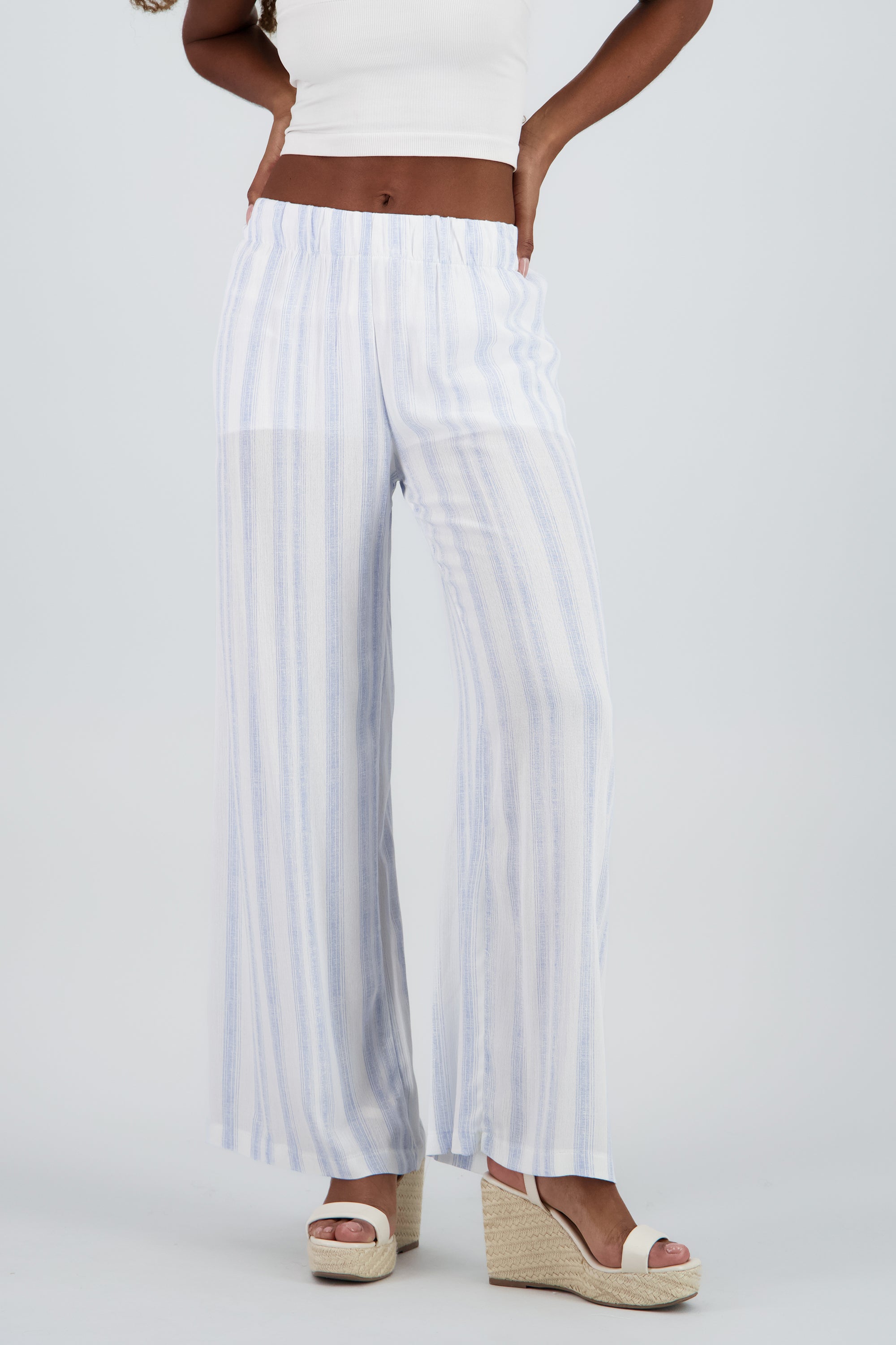 Pantalon fluido amplio rayas BLANCO COMBO