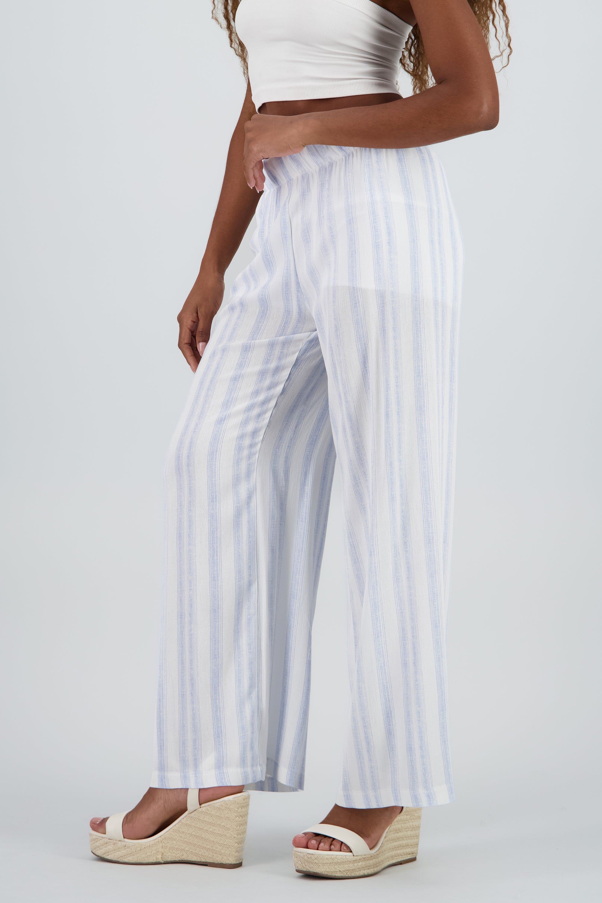 Pantalon fluido amplio rayas BLANCO COMBO