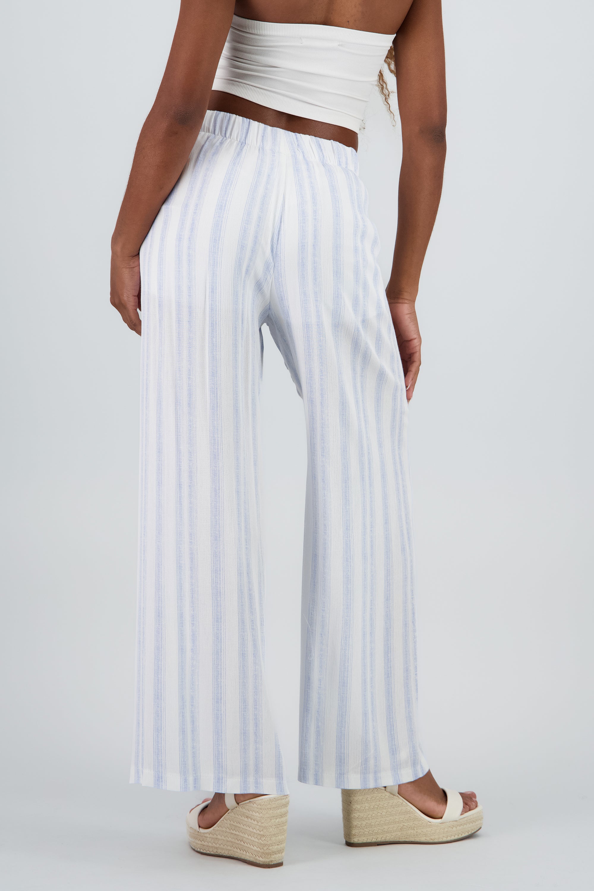 Pantalon fluido amplio rayas BLANCO COMBO