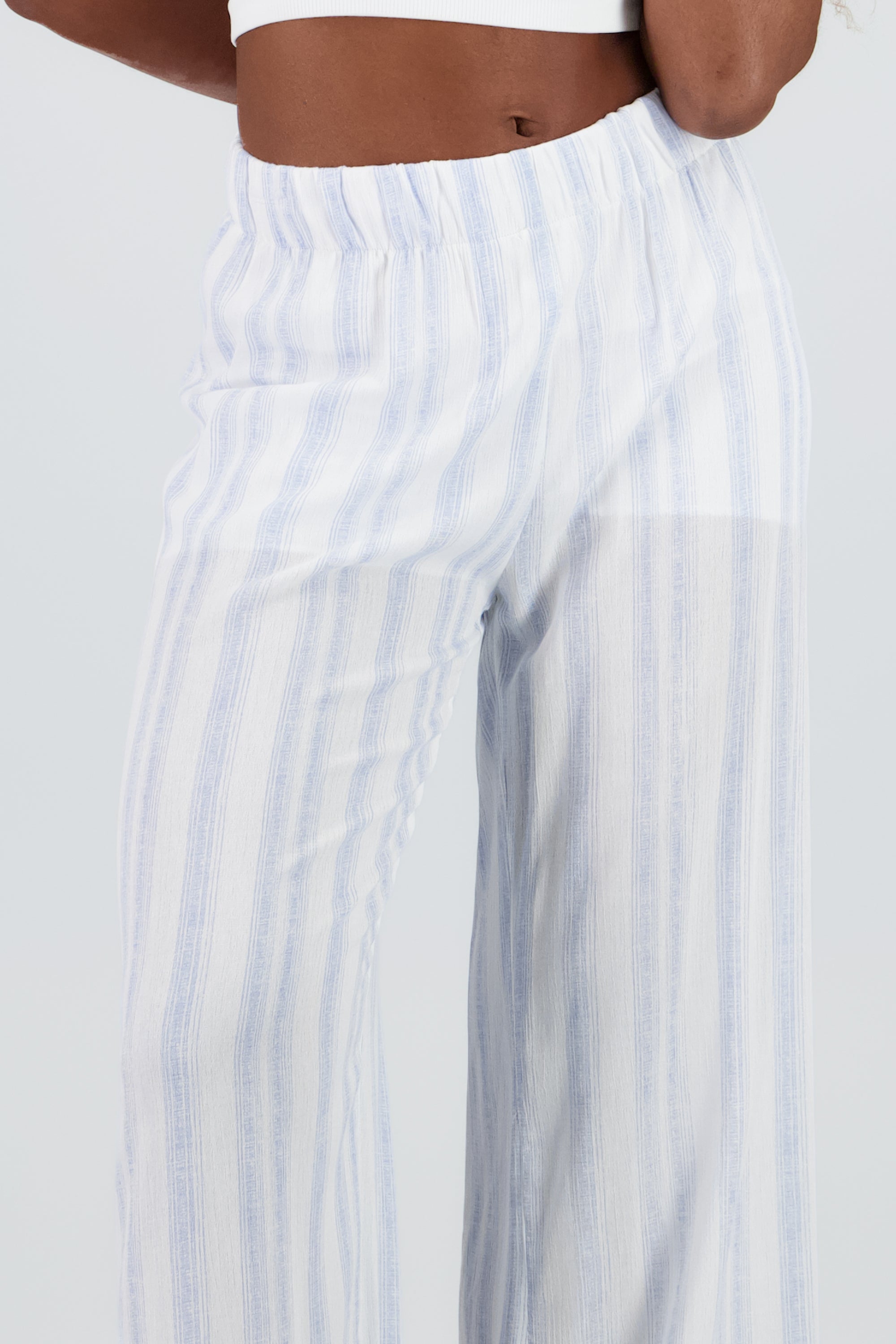 Pantalon fluido amplio rayas BLANCO COMBO