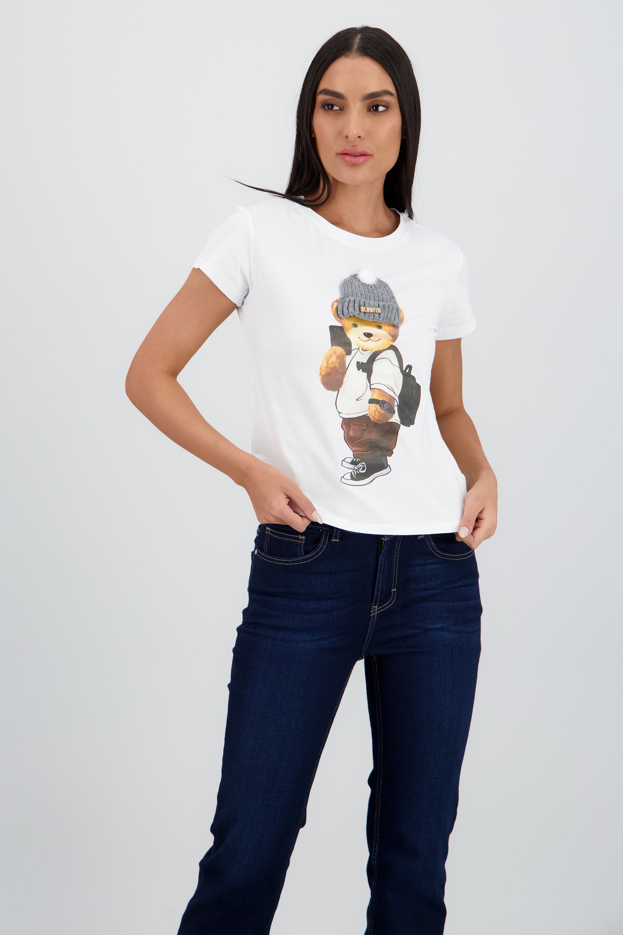 T-shirt oso detalle gorro BLANCO