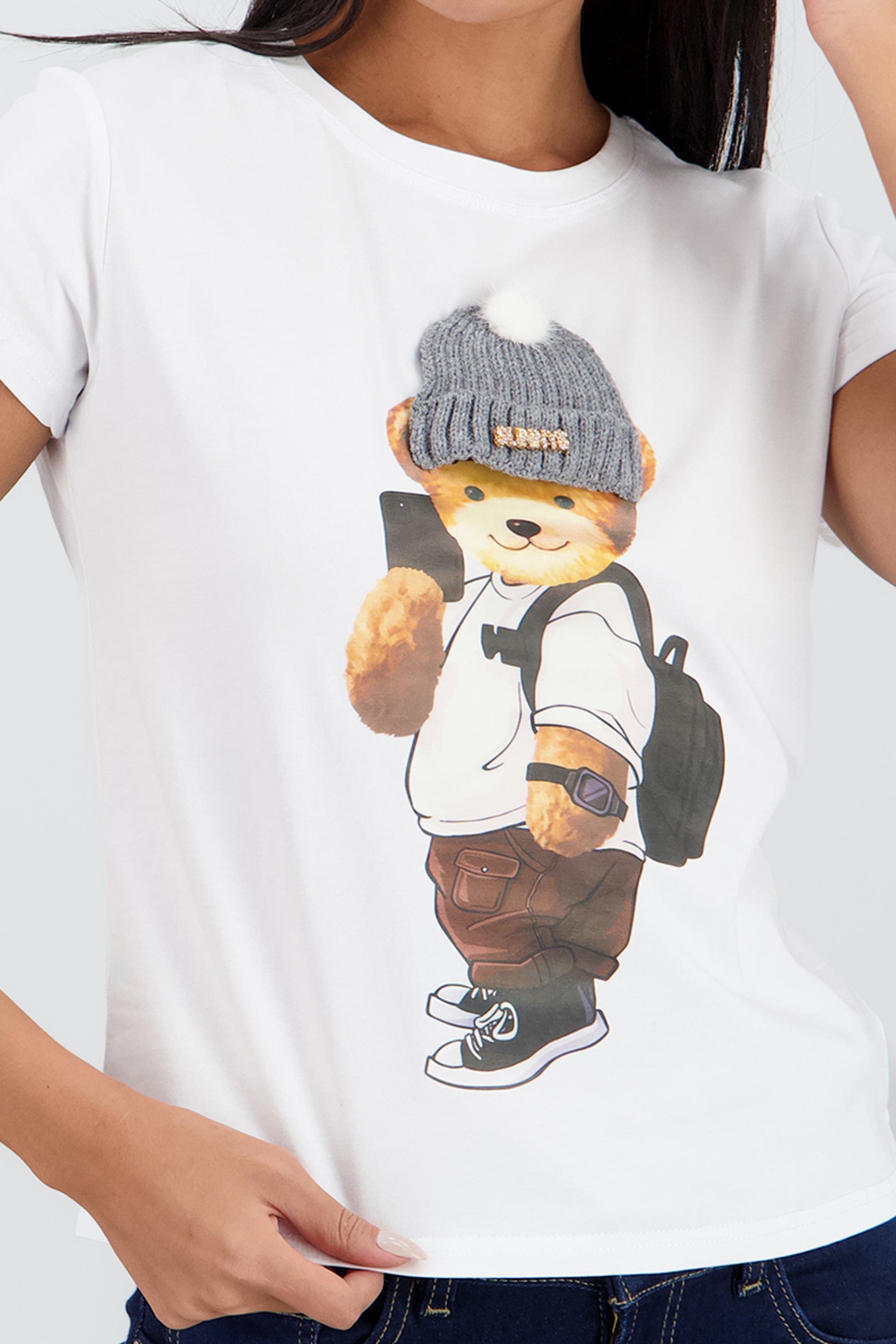 T-shirt oso detalle gorro BLANCO