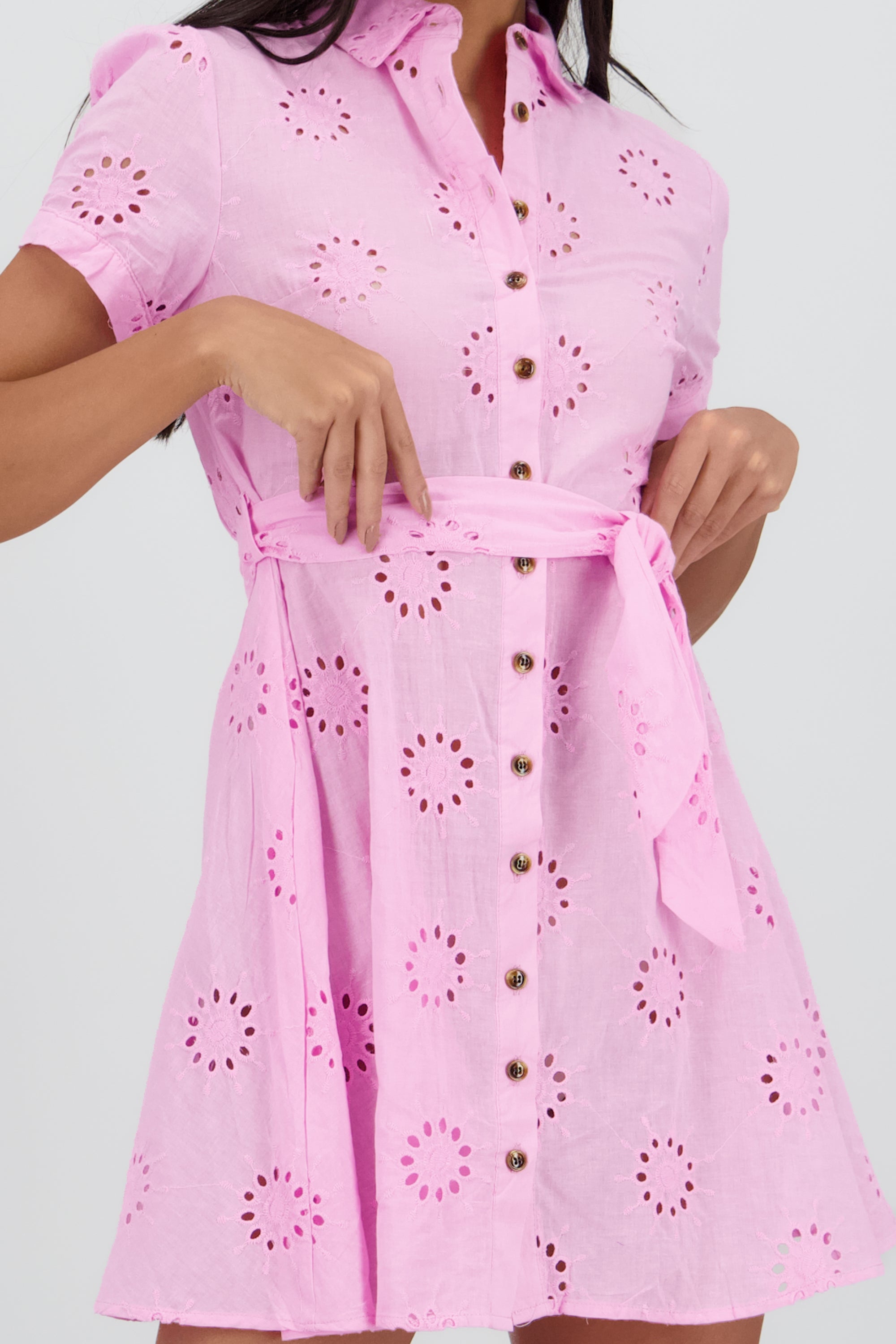 Vestido maxi camisero eyeled ROSA