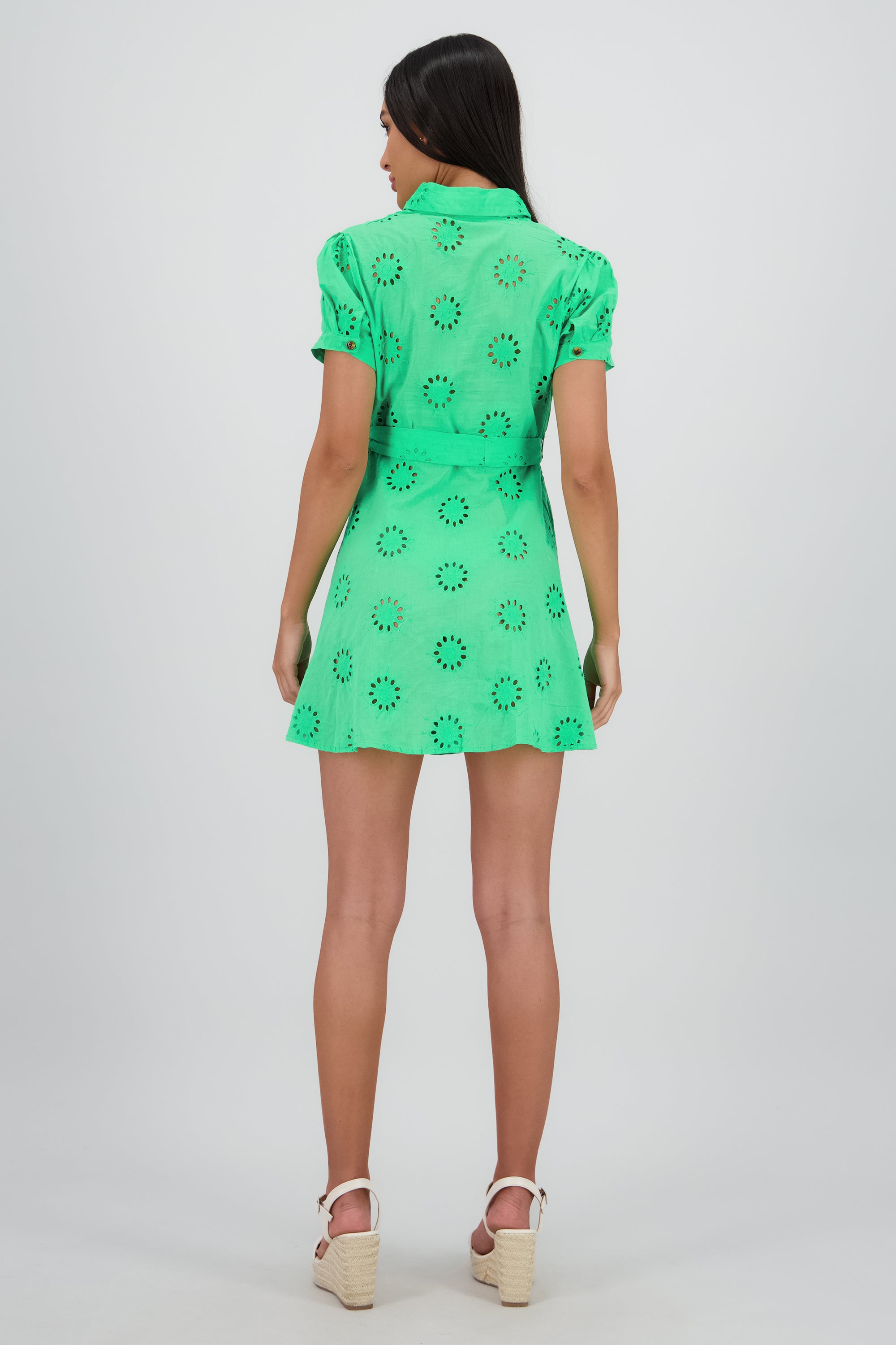 Vestido maxi camisero eyeled VERDE