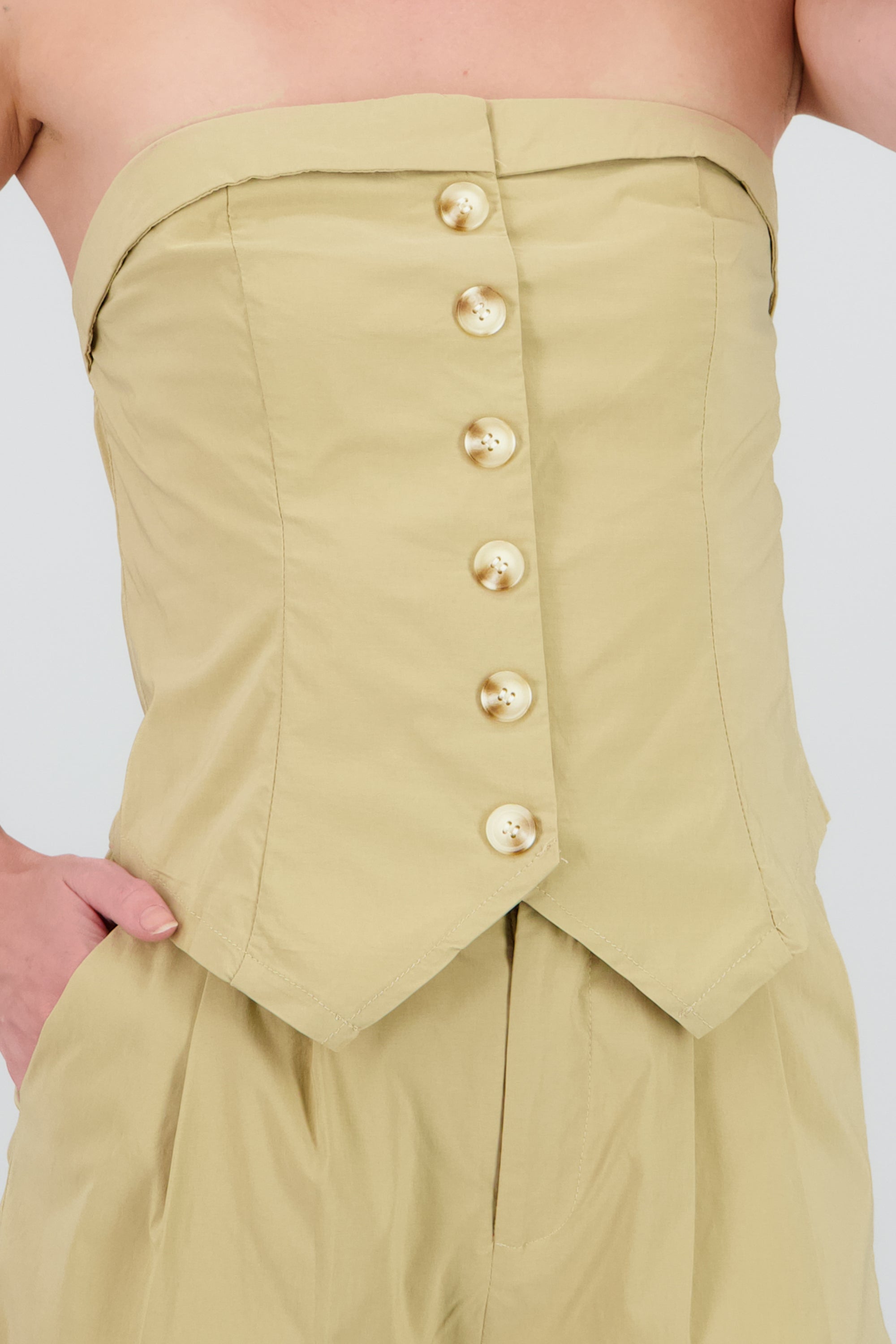 Top strapples rayas detalle botones BEIGE