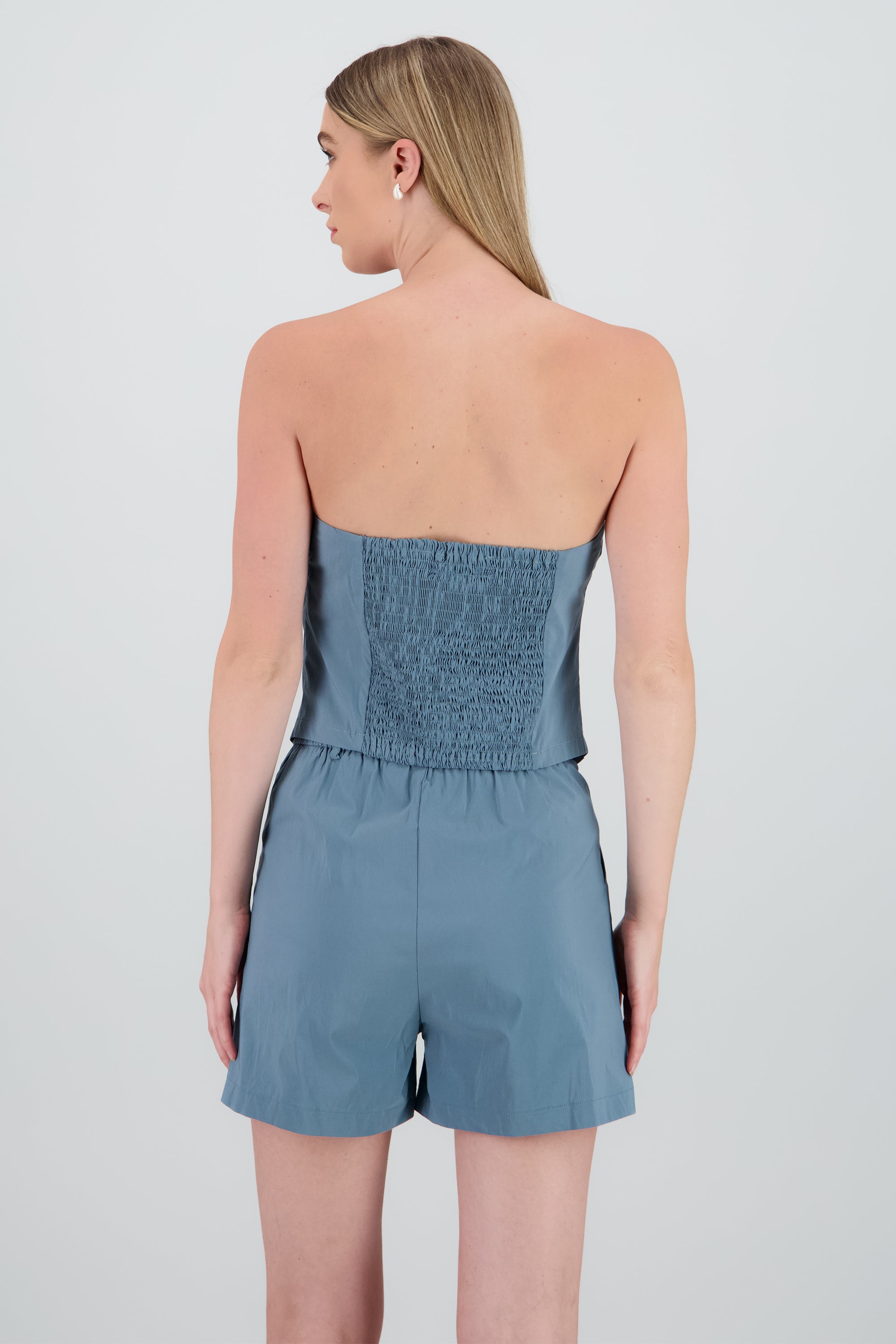 Top strapples rayas detalle botones AZUL