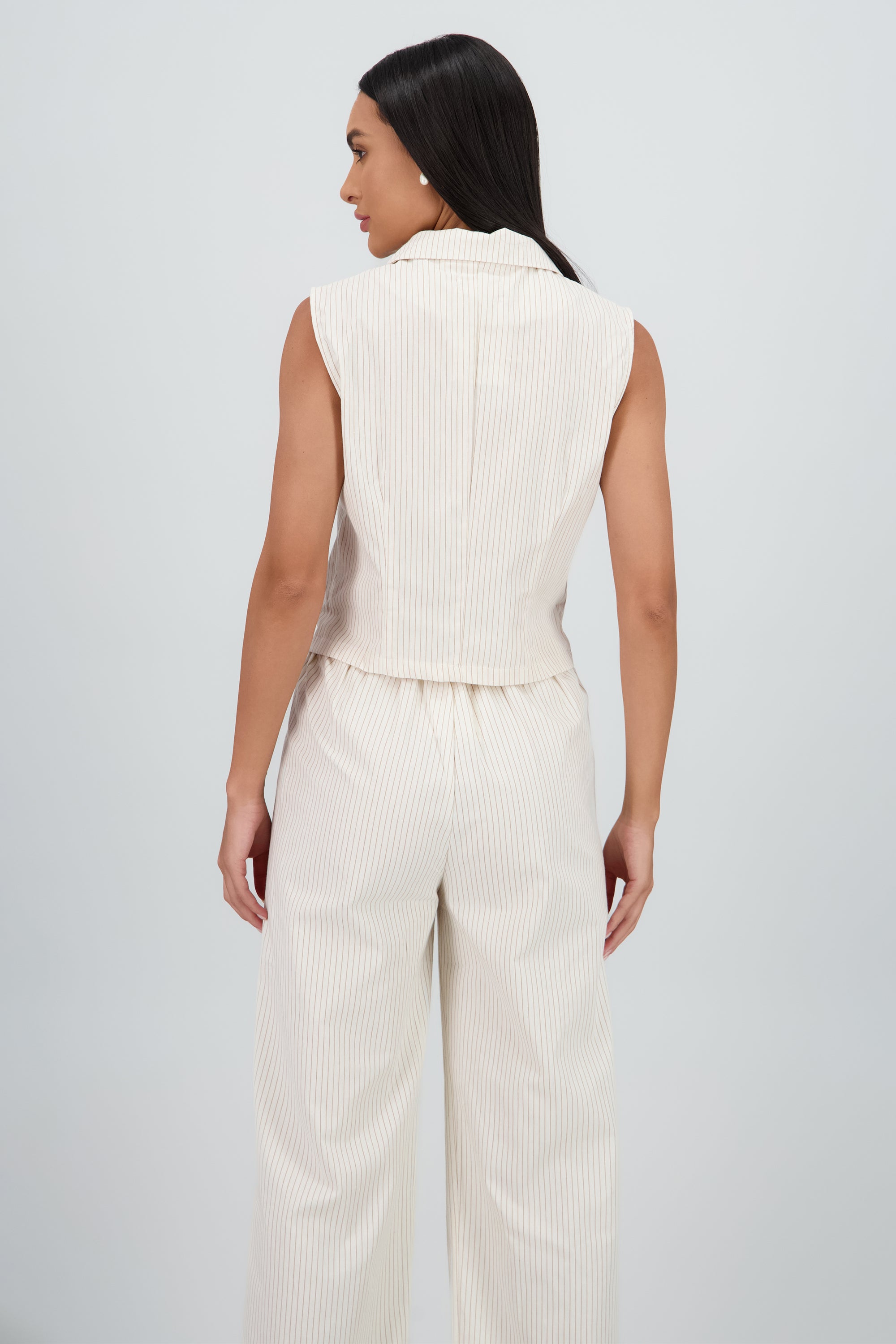 Chaleco rayas con cuello Hypsters BEIGE
