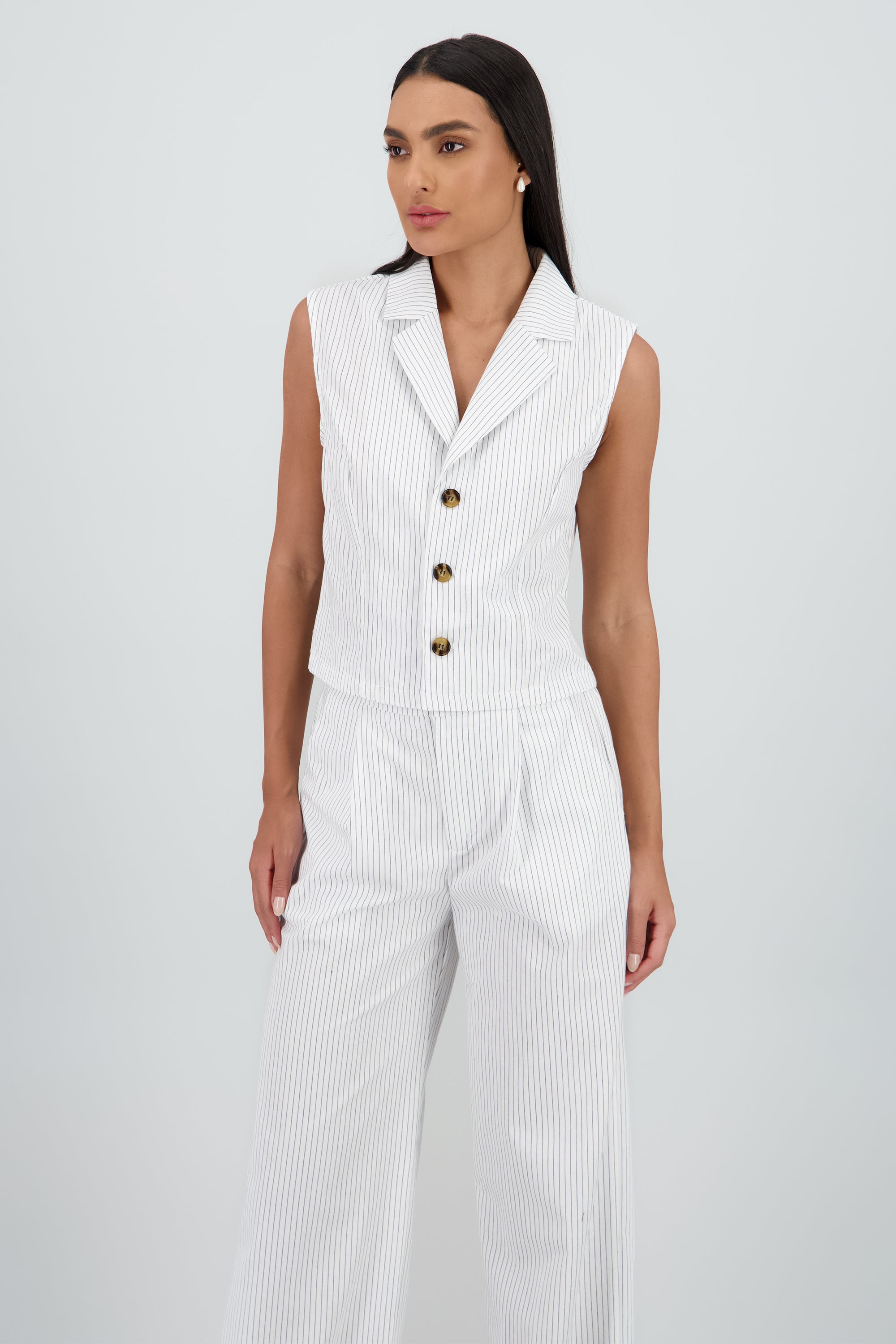 Chaleco rayas con cuello Hypsters NEGRO COMBO