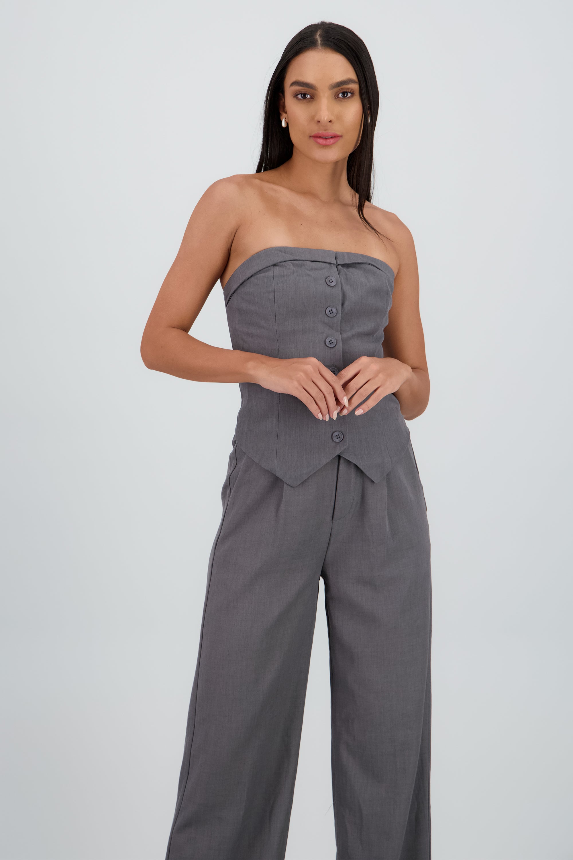 Top sastre escote en V 4 botones Hypsters GRIS