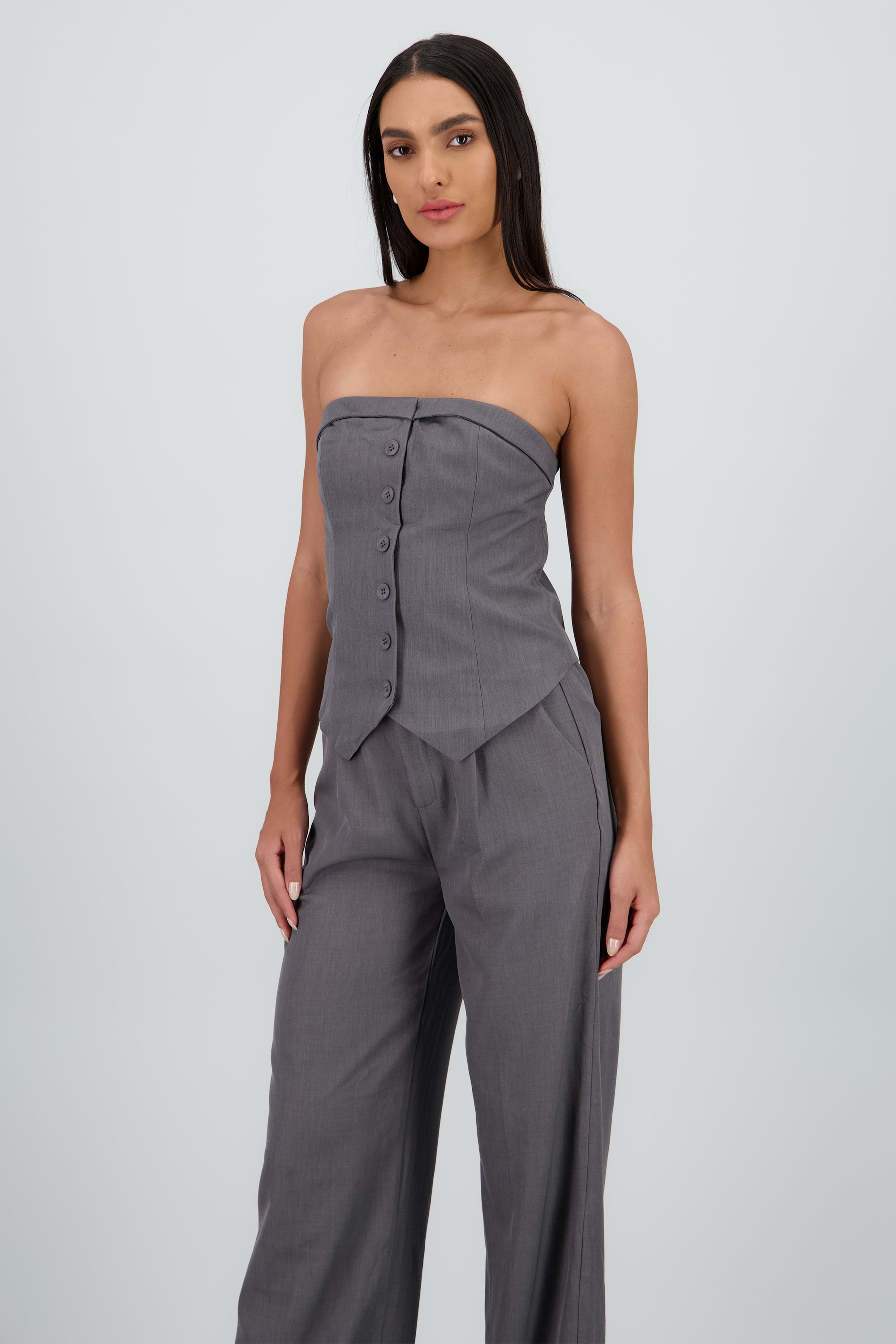 Top sastre escote en V 4 botones Hypsters GRIS