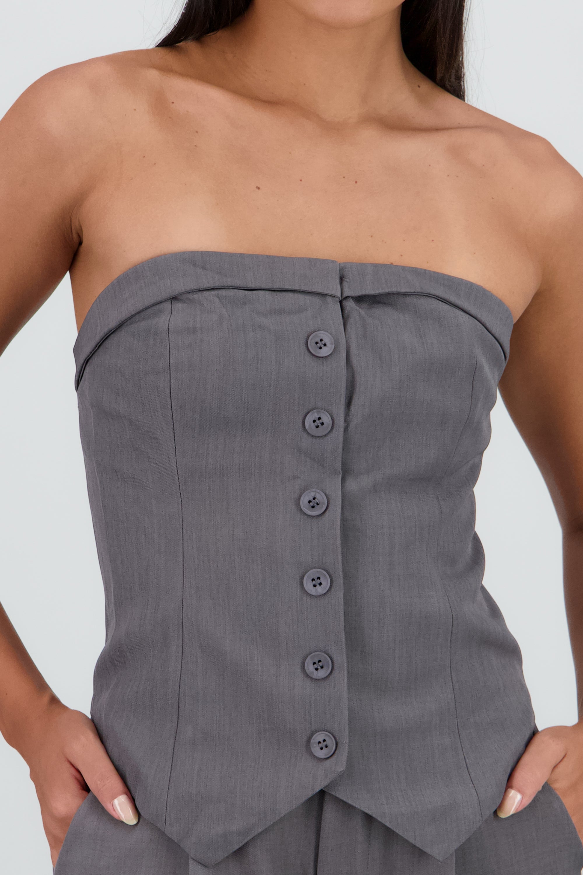 Top sastre escote en V 4 botones Hypsters GRIS