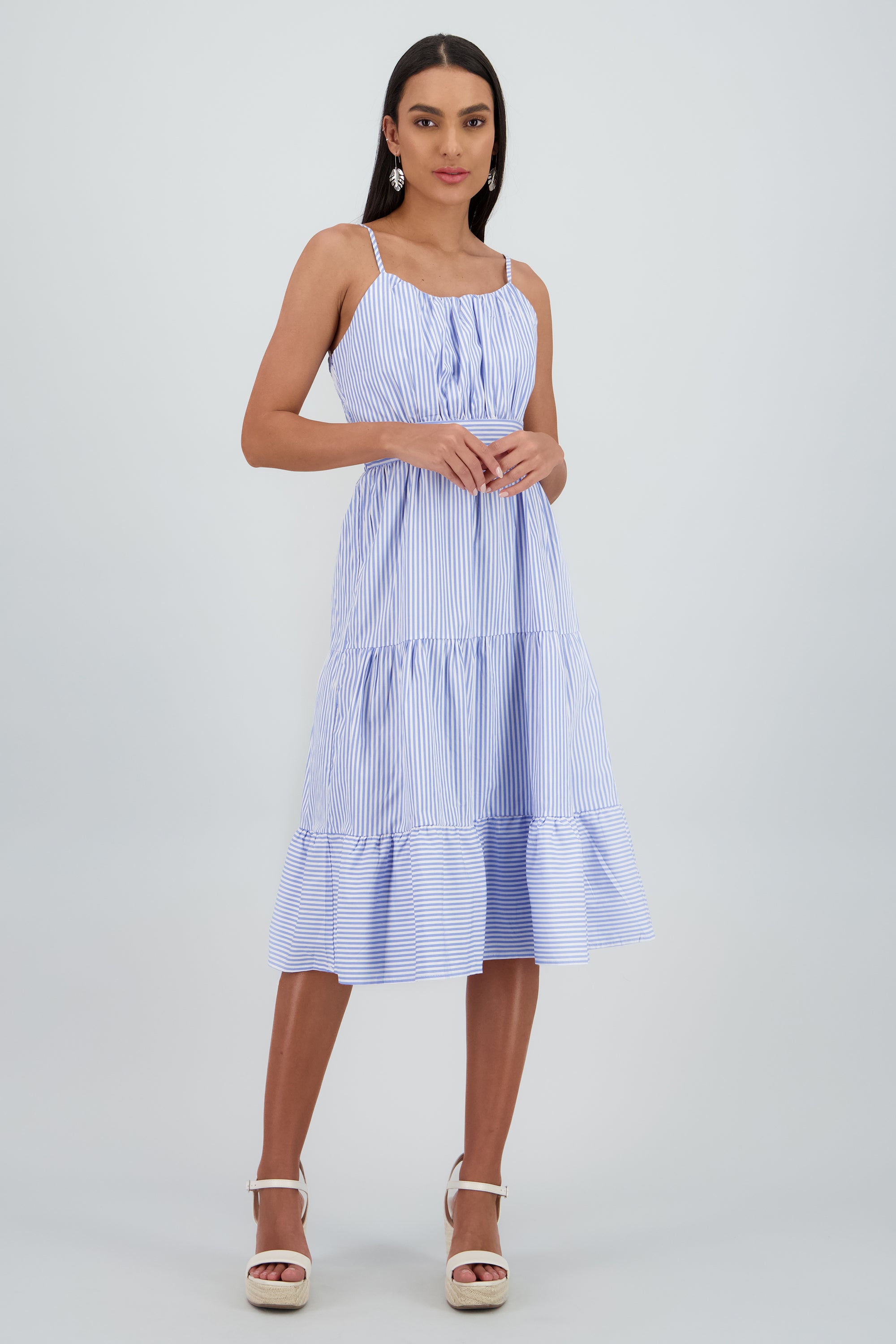 Vestido midi rayas AZUL COMBO