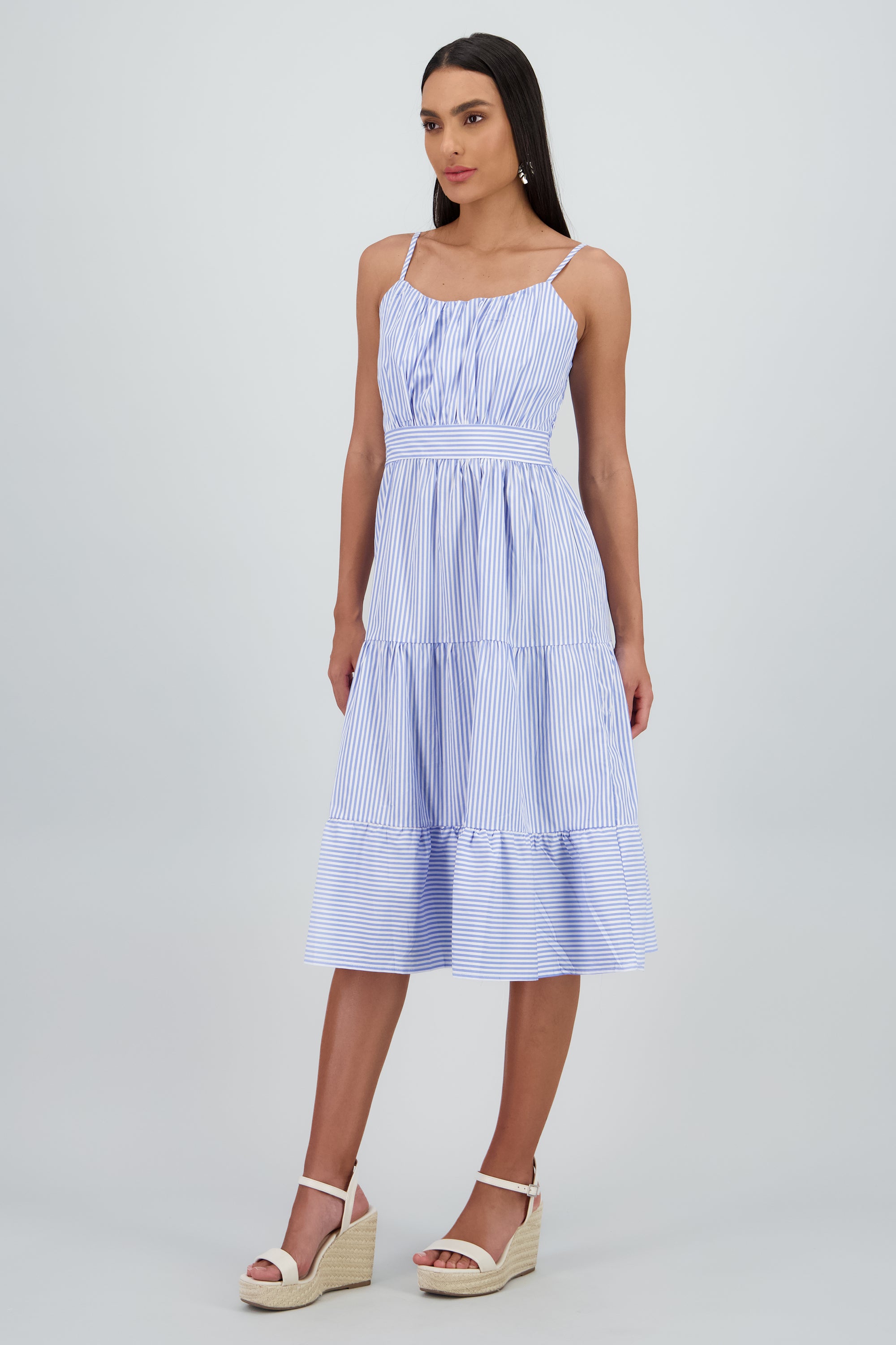 Vestido midi rayas AZUL COMBO