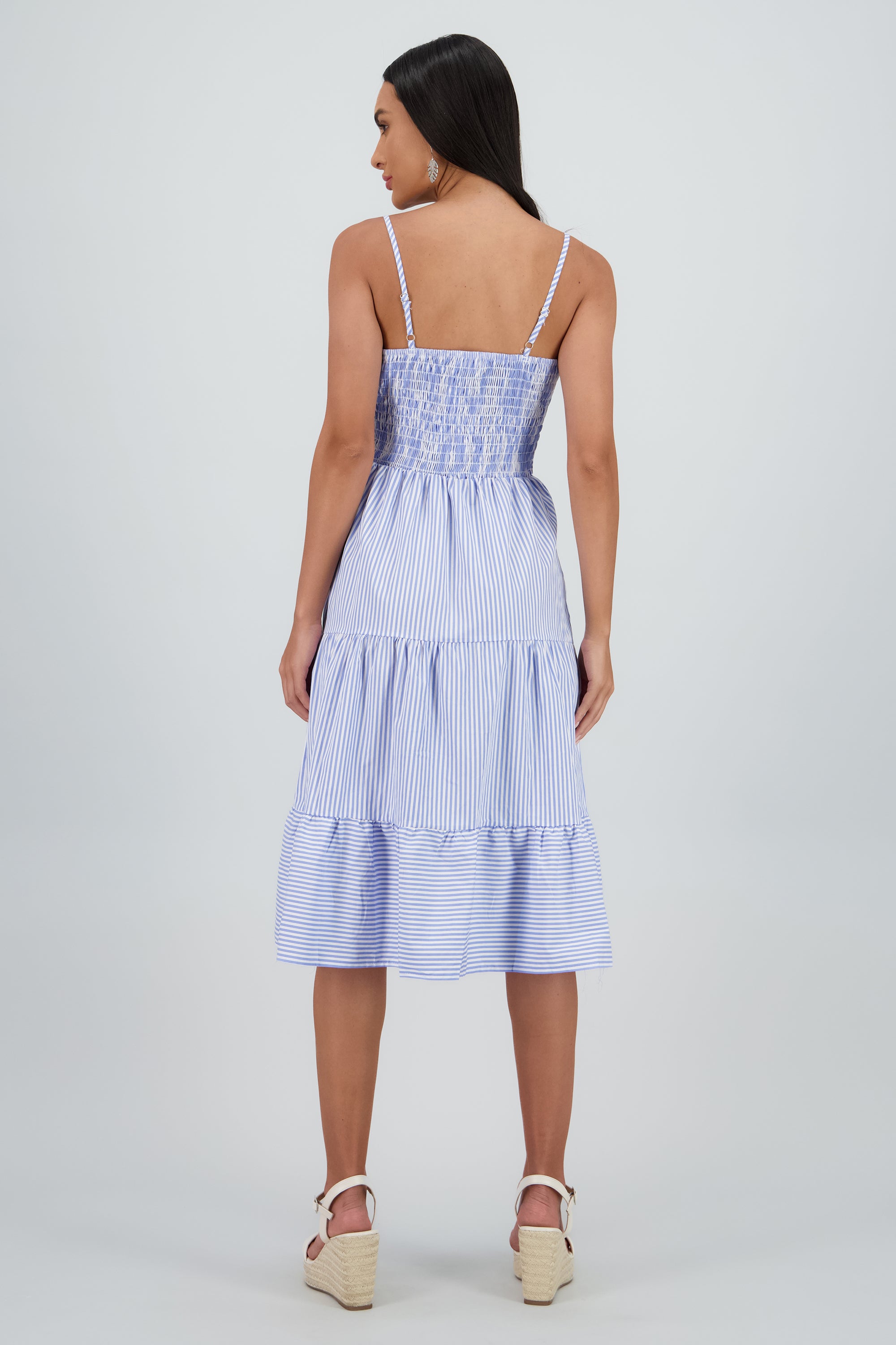 Vestido midi rayas AZUL COMBO
