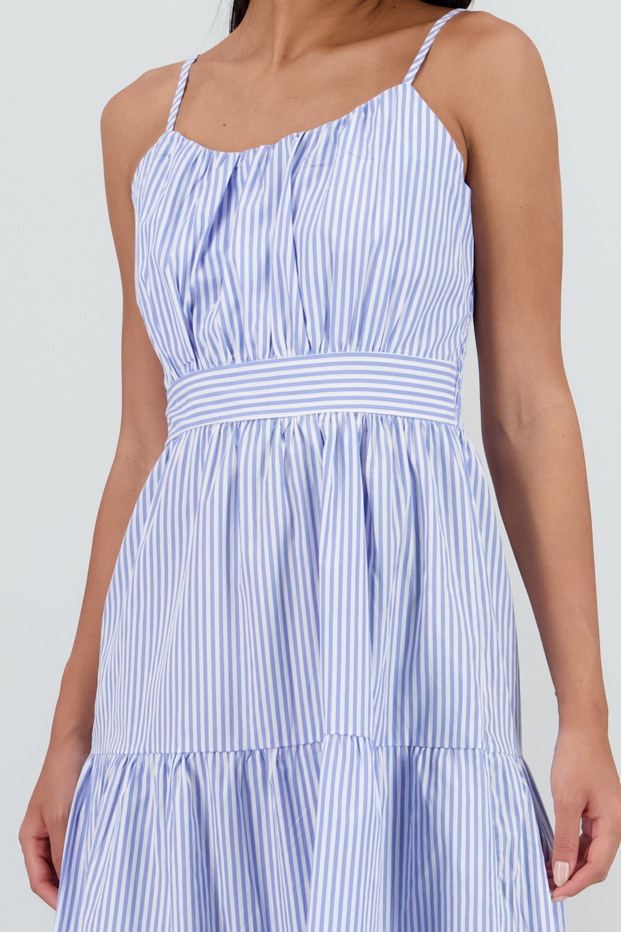 Vestido midi rayas AZUL COMBO