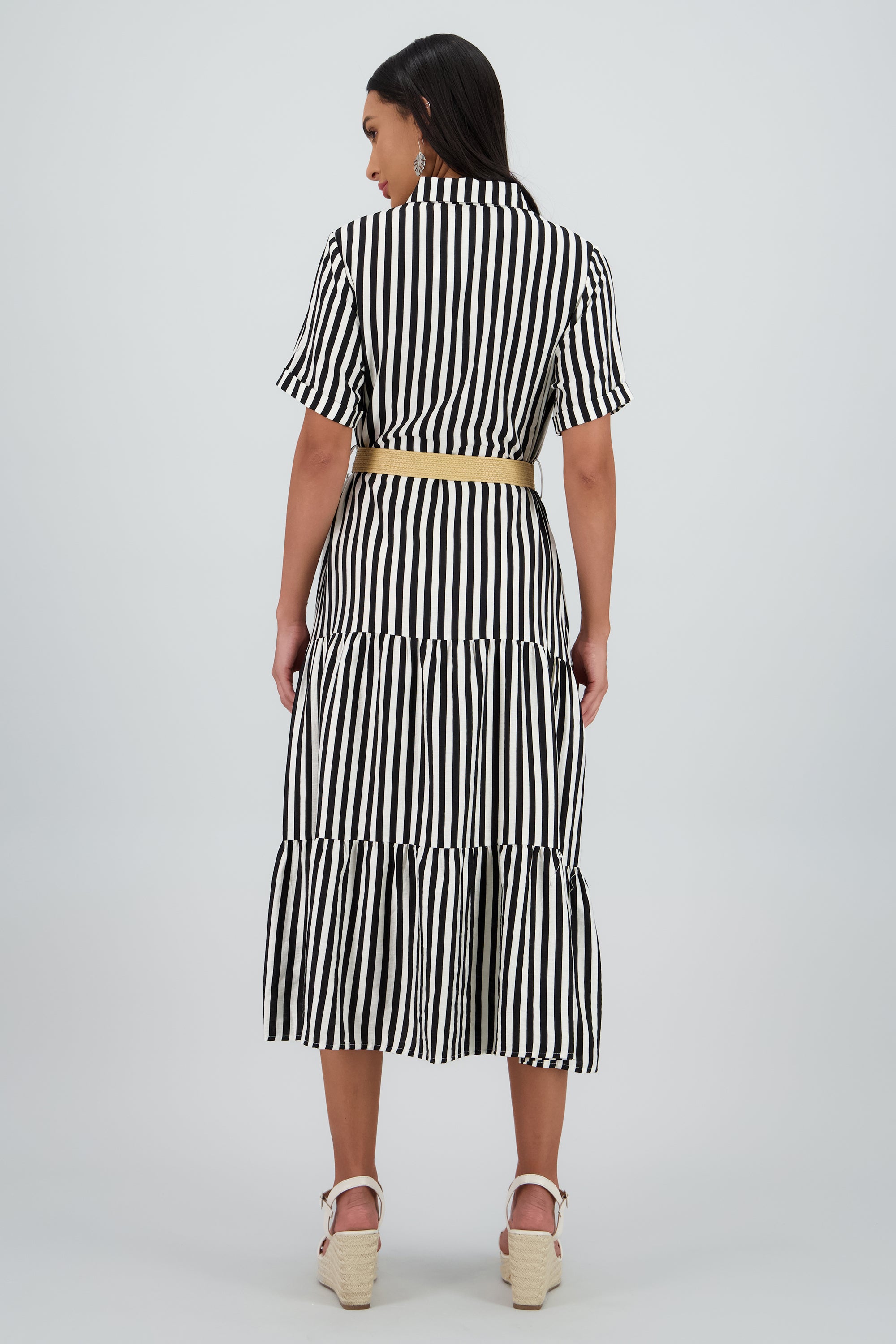 Vestido camisero detalle cinturon NEGRO COMBO