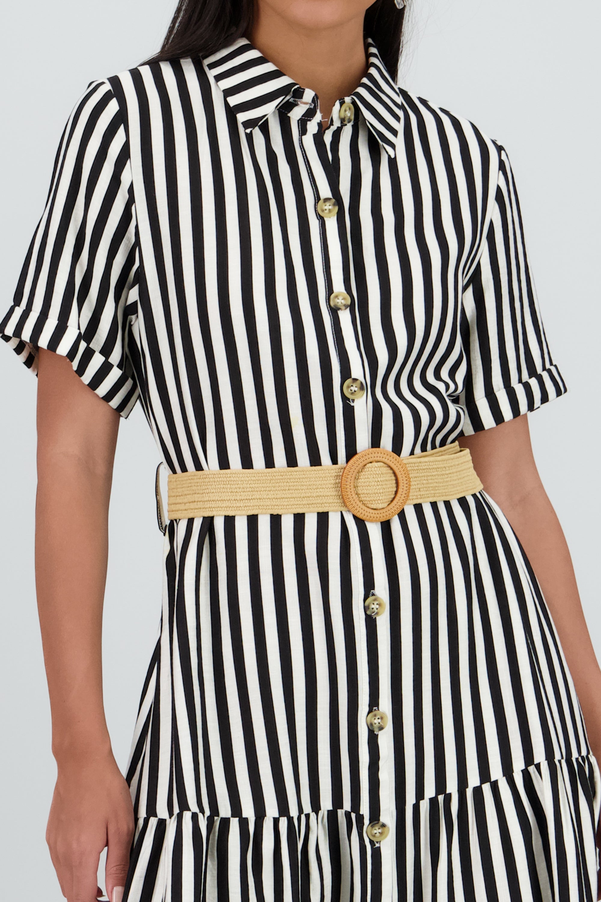 Vestido camisero detalle cinturon NEGRO COMBO